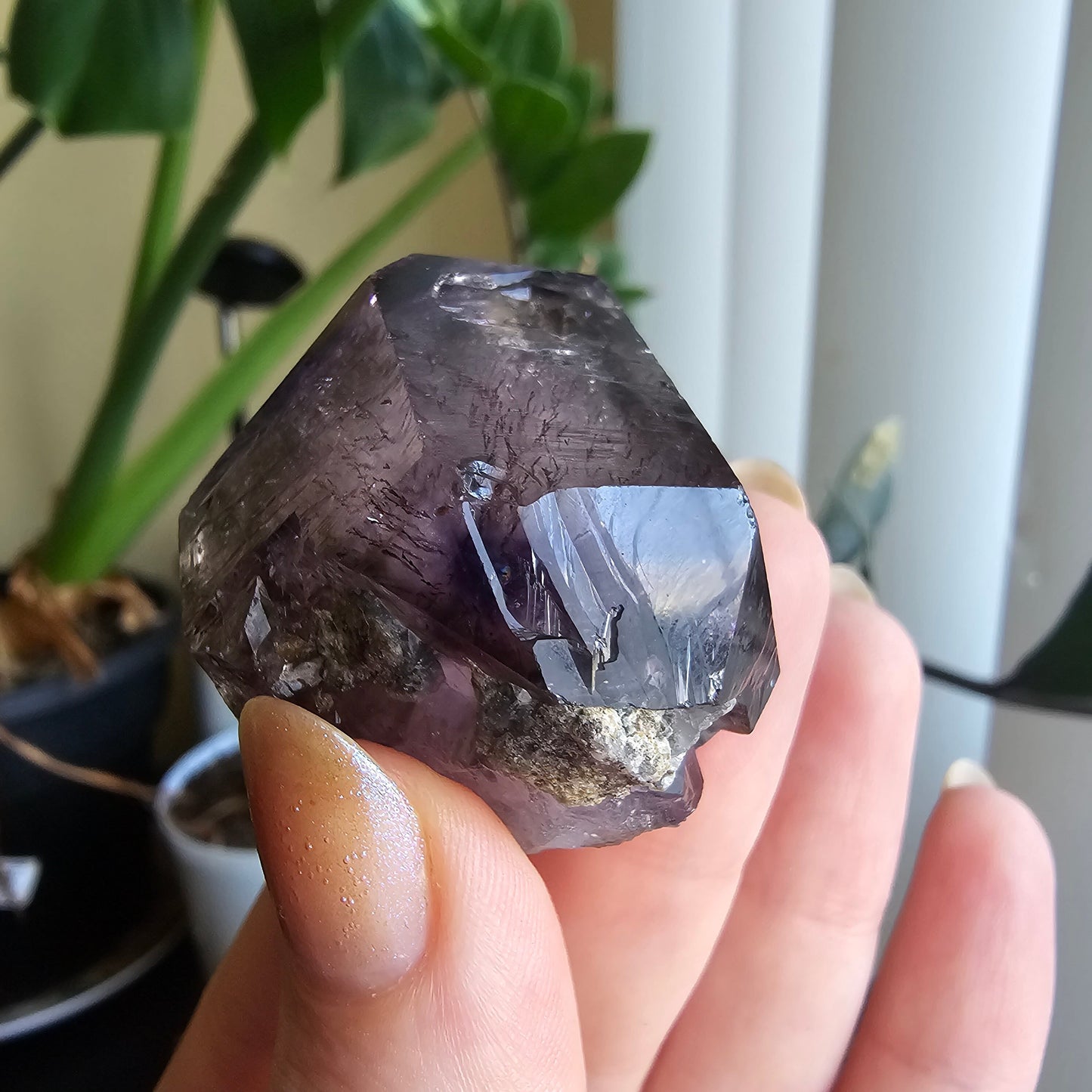 Shangaan Amethyst, New Find, Rare Raw Crystal, Saturated Purple, Phantom Quartz, Smokey Amethyst Scepter, Hematite Inclusions, 62g