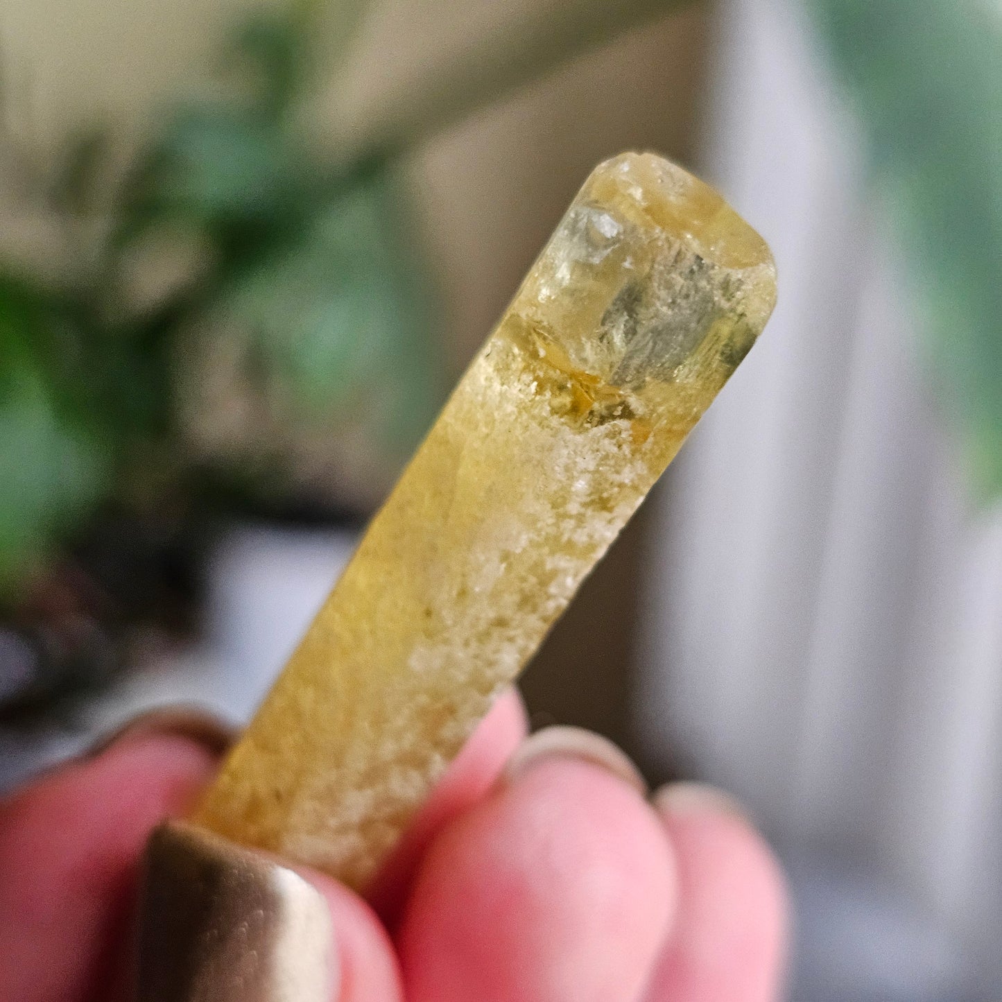 Bright Yellow Beryl, 8g Terminated Pencil Shaped, Raw Crystal, Beryl var. Heliodor, Elongated Gemstone, Banana Yellow Gem