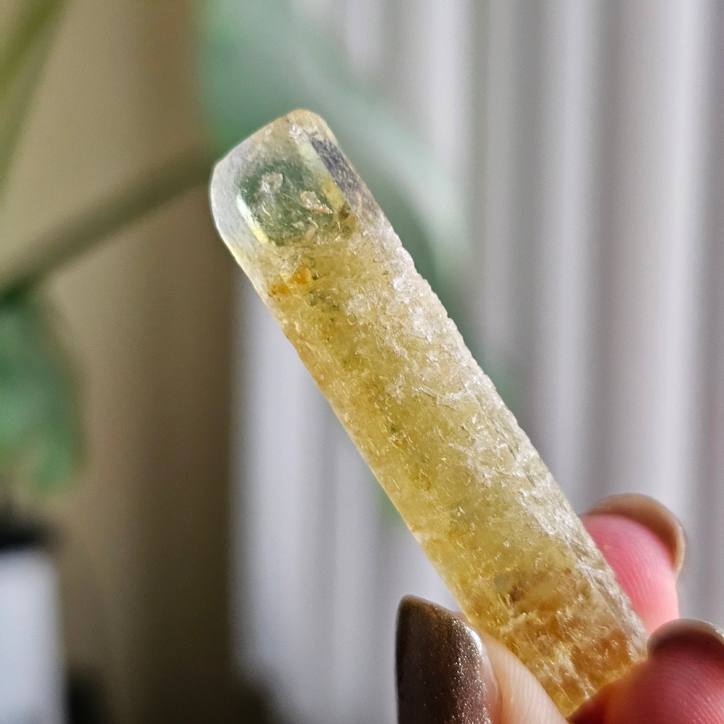 Bright Yellow Beryl, 8g Terminated Pencil Shaped, Raw Crystal, Beryl var. Heliodor, Elongated Gemstone, Banana Yellow Gem