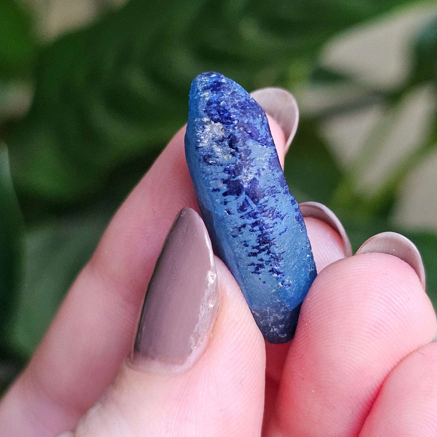 Double Terminated Floater Afghanite Crystal, with Azurite Inclusions, Rare Raw UV Gemstone