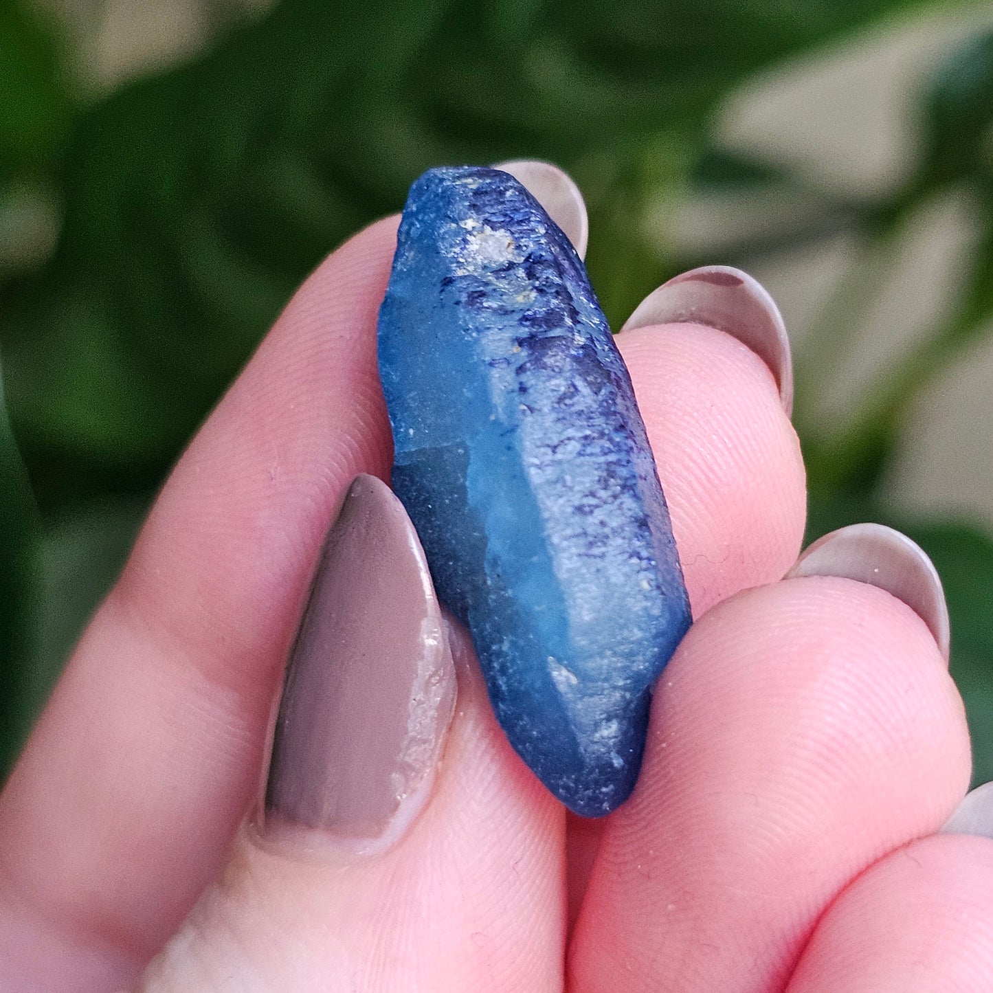 Double Terminated Floater Afghanite Crystal, with Azurite Inclusions, Rare Raw UV Gemstone