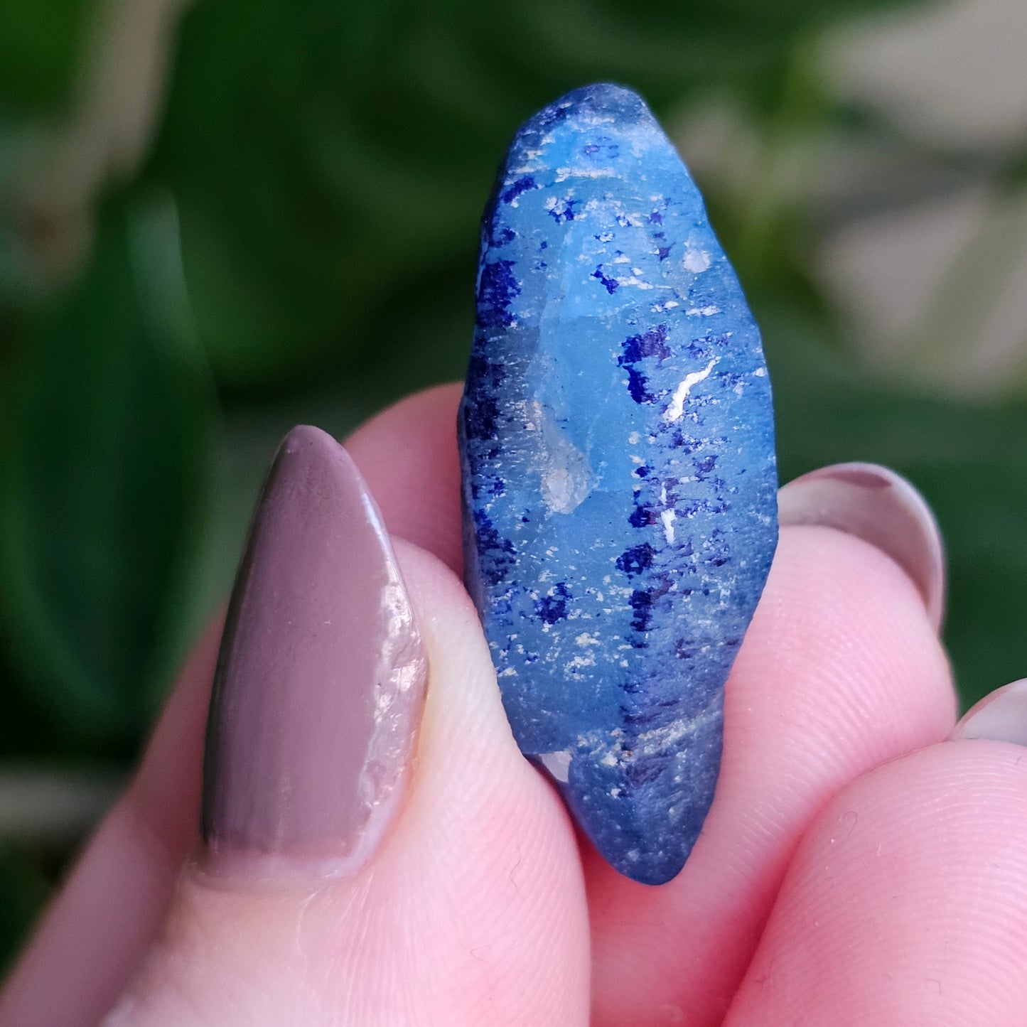 Double Terminated Floater Afghanite Crystal, with Azurite Inclusions, Rare Raw UV Gemstone