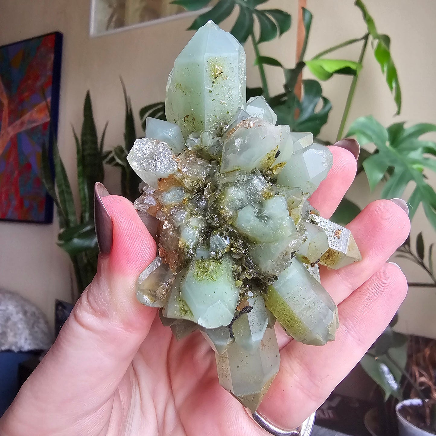 Rare Flowering / Radial Quartz with Fuschite, Chlorite, Phantoms, Inclusions, Epidote Glitter Coating, Top New Find, Hakkari Turkey