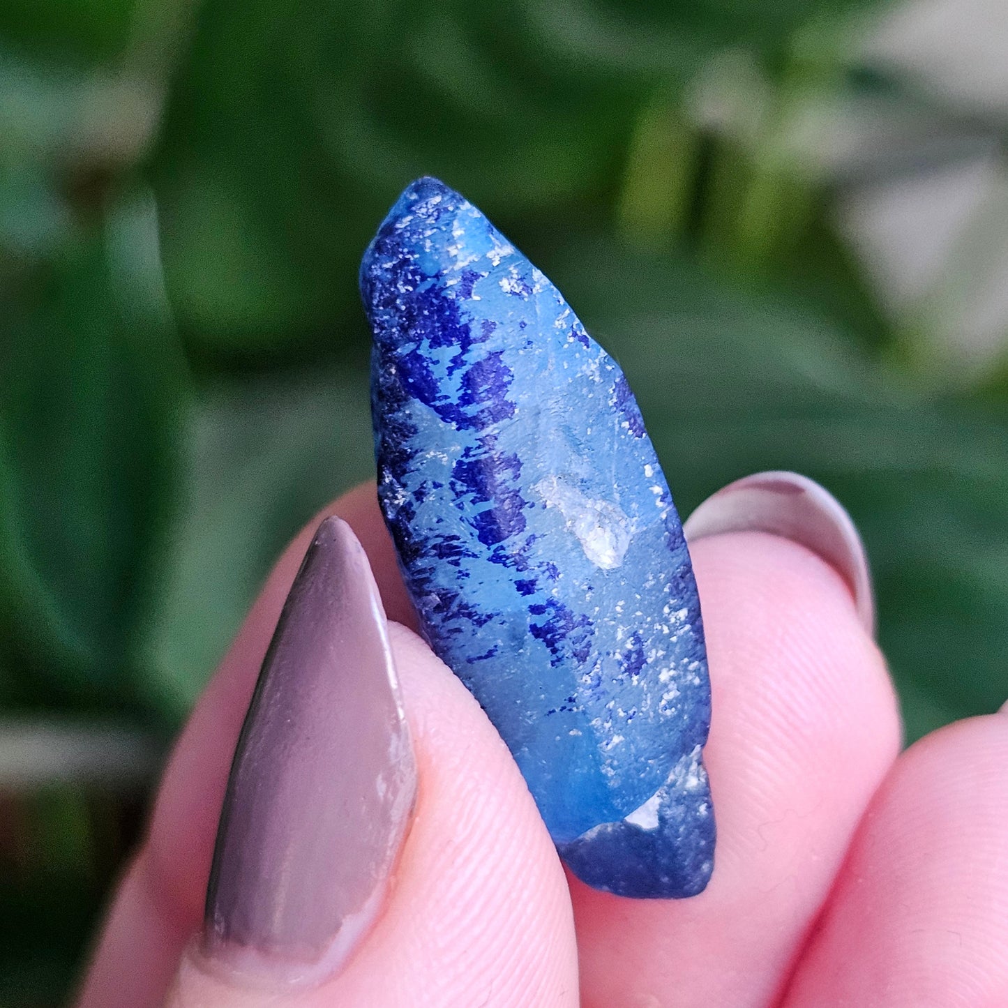 Double Terminated Floater Afghanite Crystal, with Azurite Inclusions, Rare Raw UV Gemstone