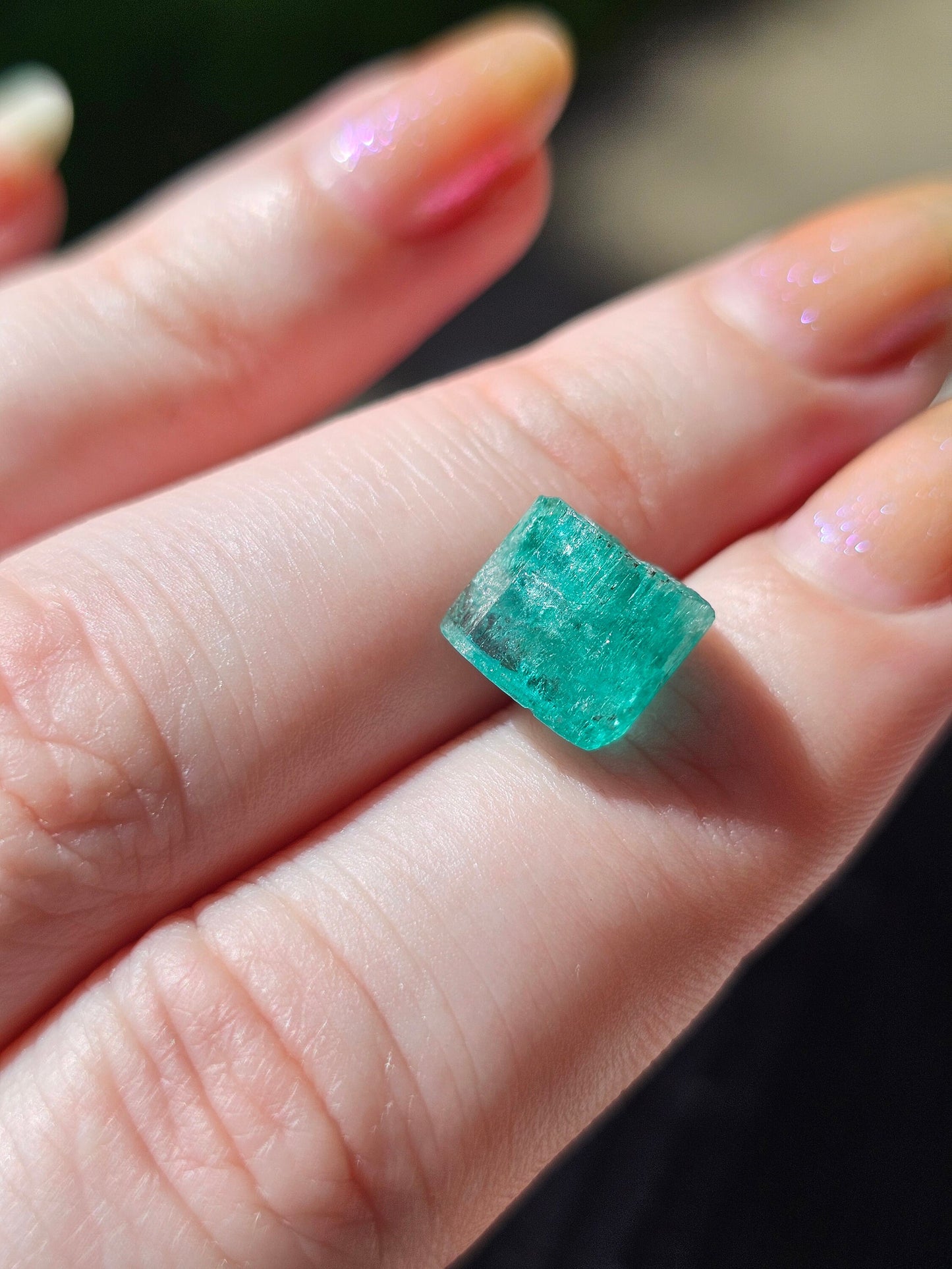 Emerald Crystal, 5.1ct Specimen, Rough Raw Natural Gem, Terminated Beryl, Green Blue, Muzo Columbia Gemstone for Collection or Jewelry