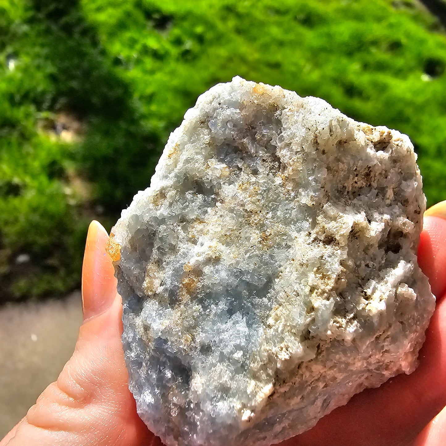 Orange Garnet on Blue Calcite, Rare Old Stock High Color Contrast, Natural Mineral Crystal Specimen from Kenya
