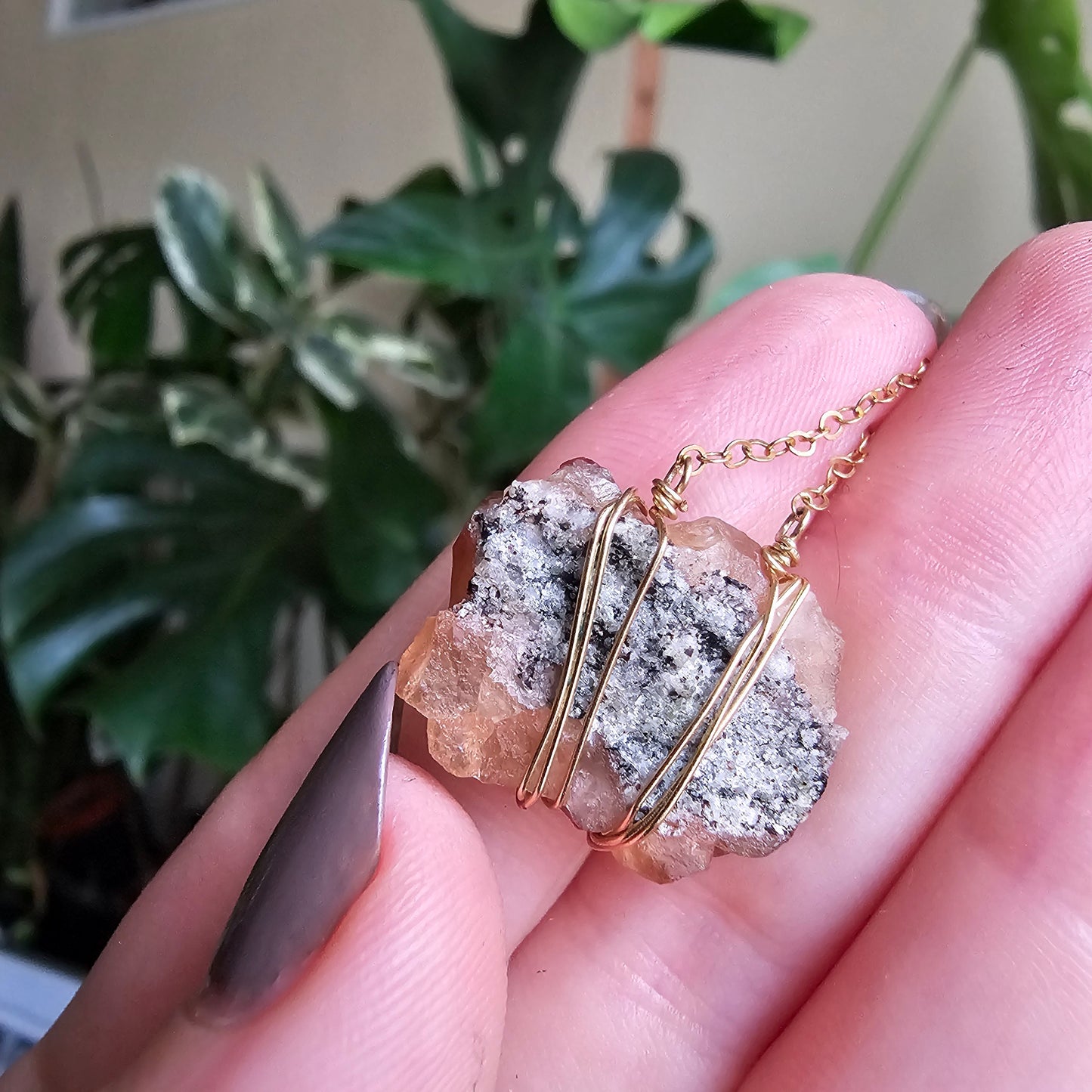 Hessonite Garnet Cluster in Gold Filled, Jeffrey Mine Canada
