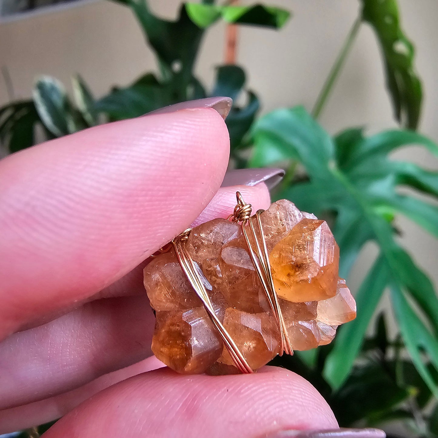 Hessonite Garnet Cluster in Gold Filled, Jeffrey Mine Canada