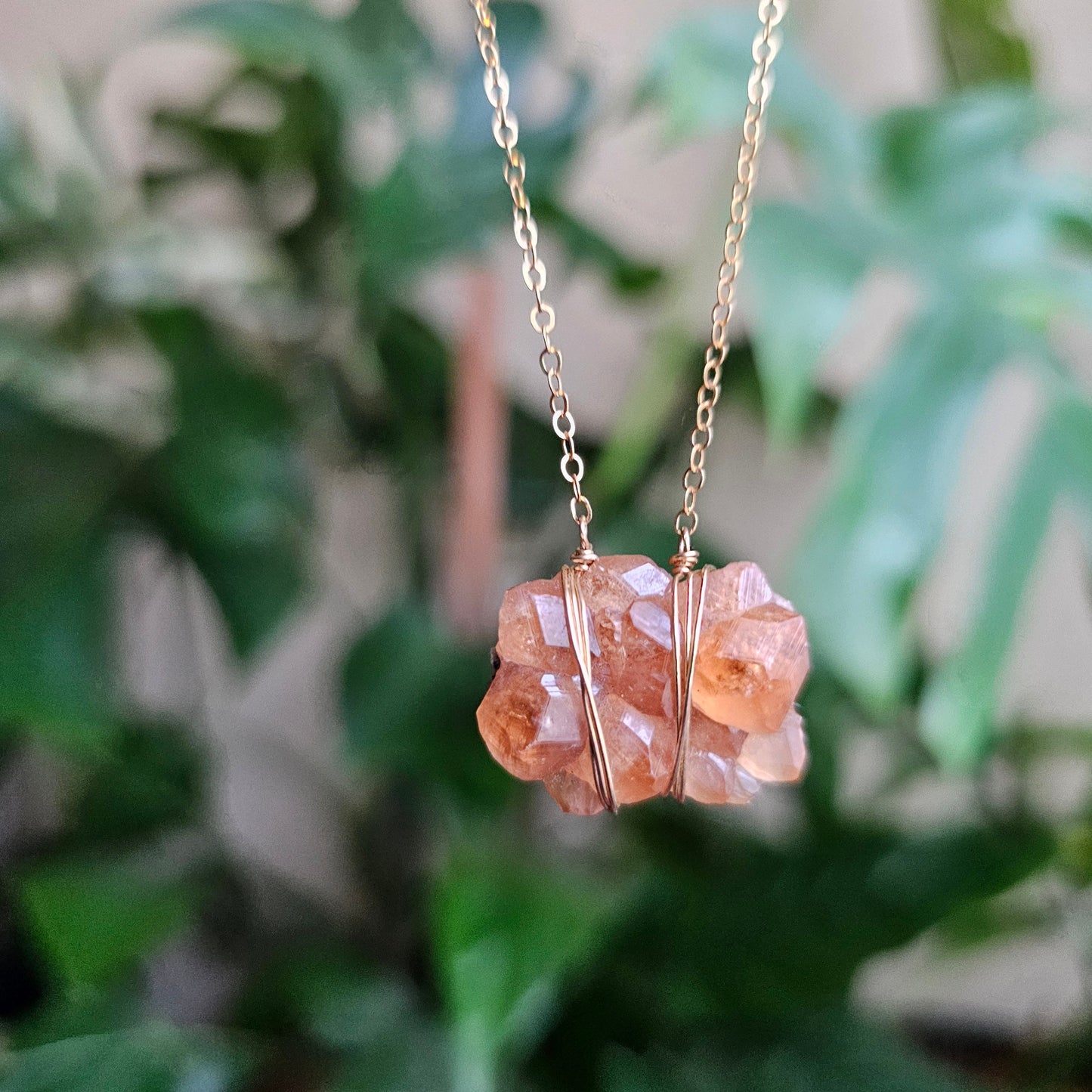 Hessonite Garnet Cluster in Gold Filled, Jeffrey Mine Canada