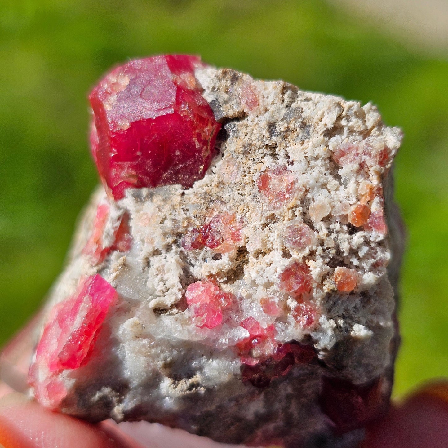 Raspberry Garnet on Matrix, Rare Raw Old Stock Mineral Specimen, Sierra de las Cruces Mexico, Local High End Rosalite, Deep Lustrous & Gemmy