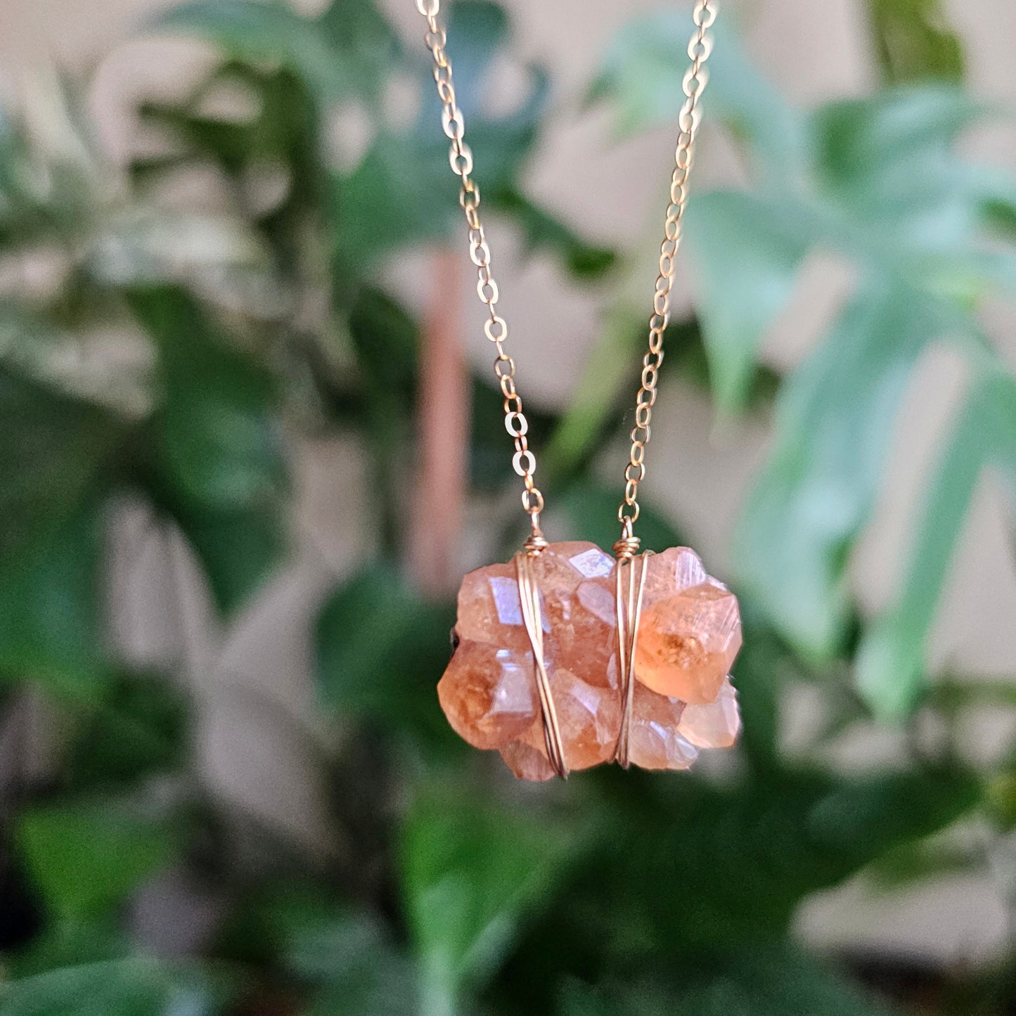 Hessonite Garnet Cluster in Gold Filled, Jeffrey Mine Canada