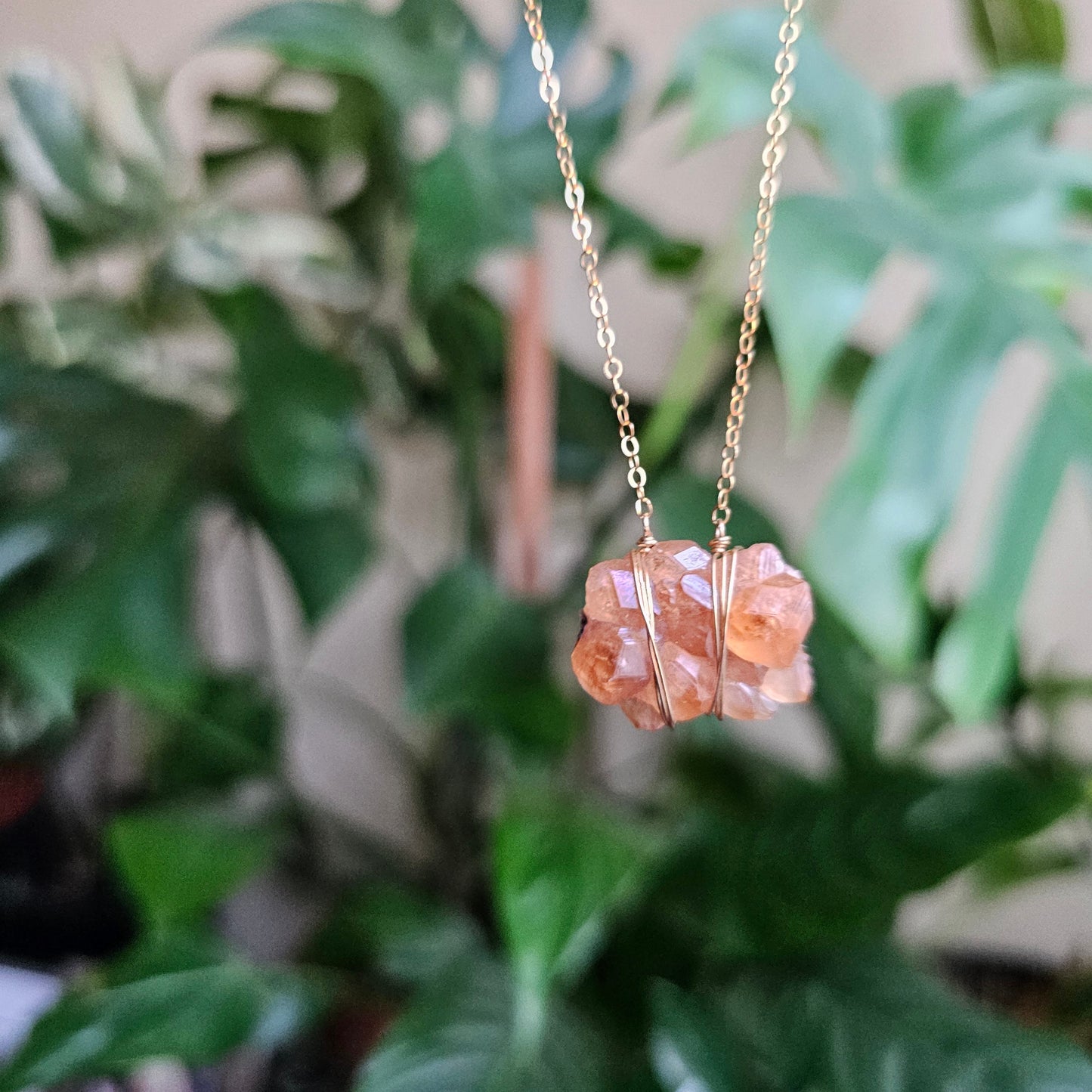 Hessonite Garnet Cluster in Gold Filled, Jeffrey Mine Canada