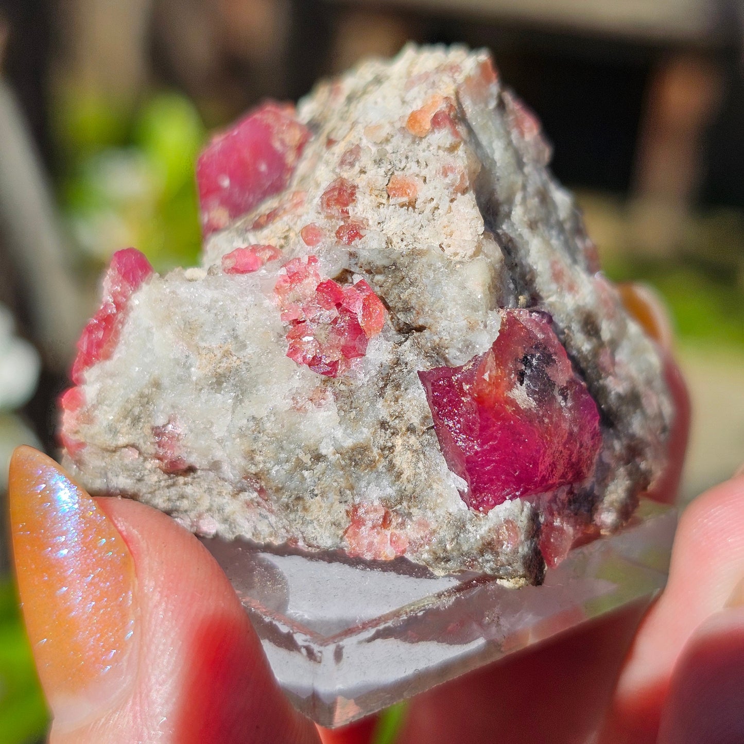 Raspberry Garnet on Matrix, Rare Raw Old Stock Mineral Specimen, Sierra de las Cruces Mexico, Local High End Rosalite, Deep Lustrous & Gemmy