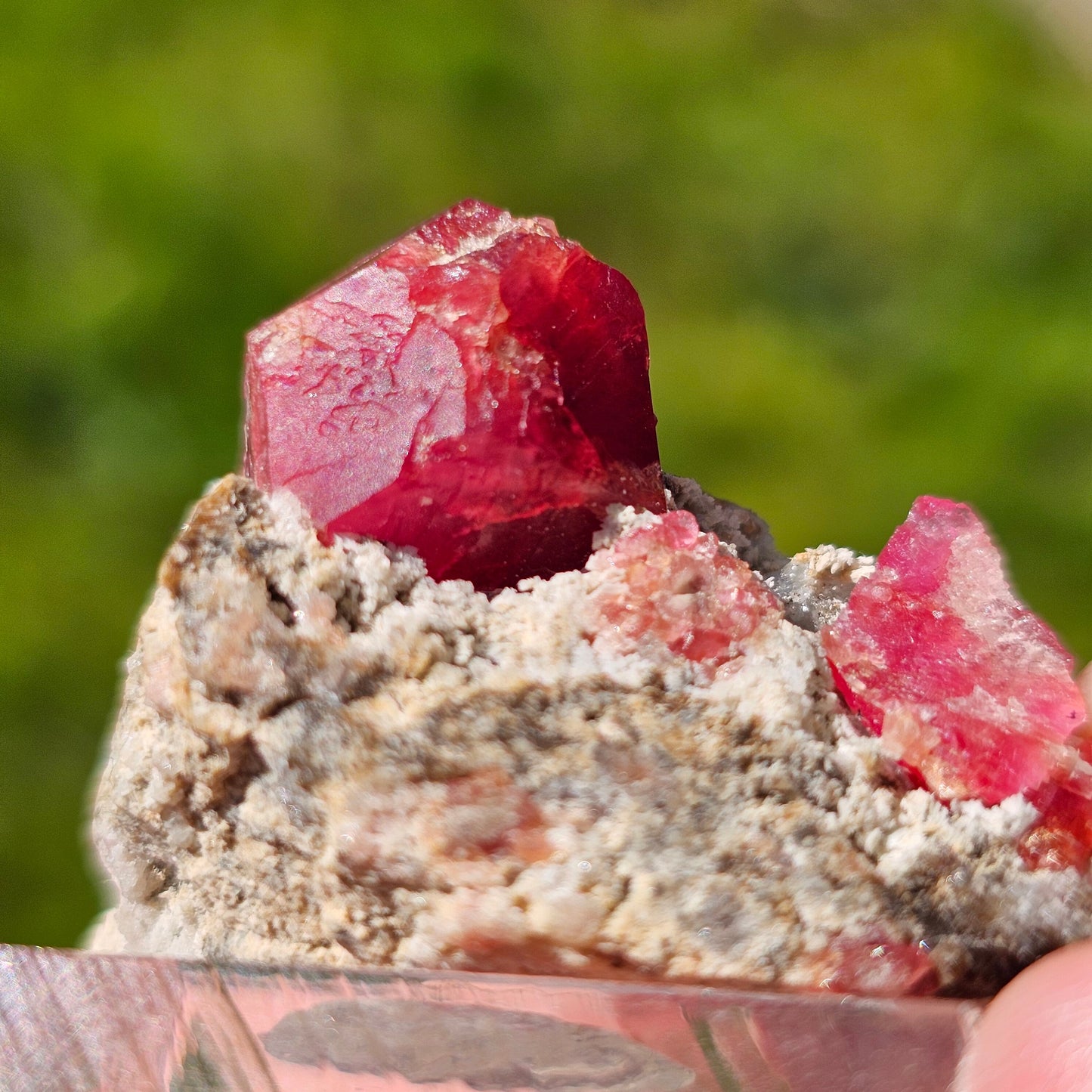 Raspberry Garnet on Matrix, Rare Raw Old Stock Mineral Specimen, Sierra de las Cruces Mexico, Local High End Rosalite, Deep Lustrous & Gemmy
