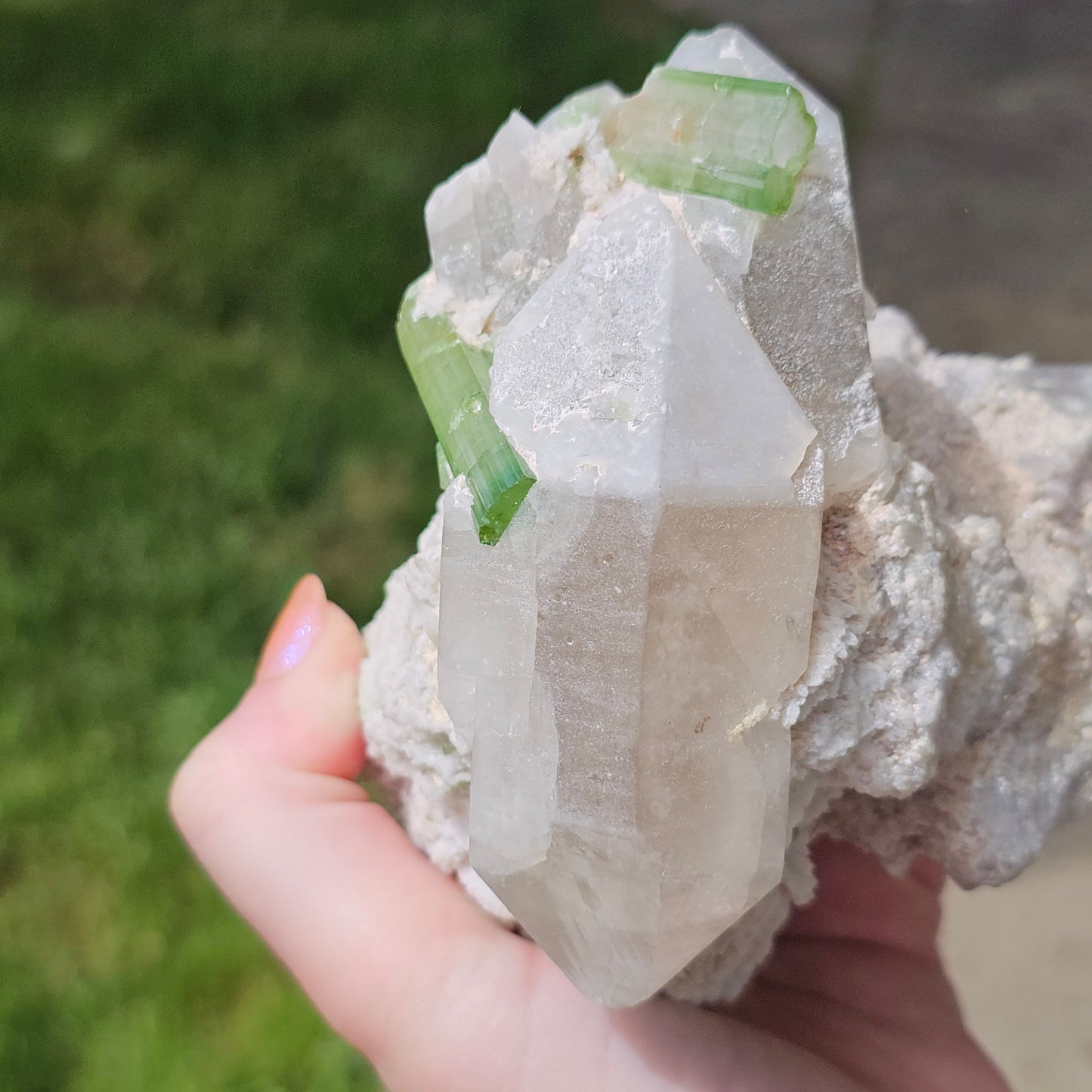 RESERVED ~ XL Cabinet Crystal ~ Green Tourmaline / Verdellite Elbaite on Quartz