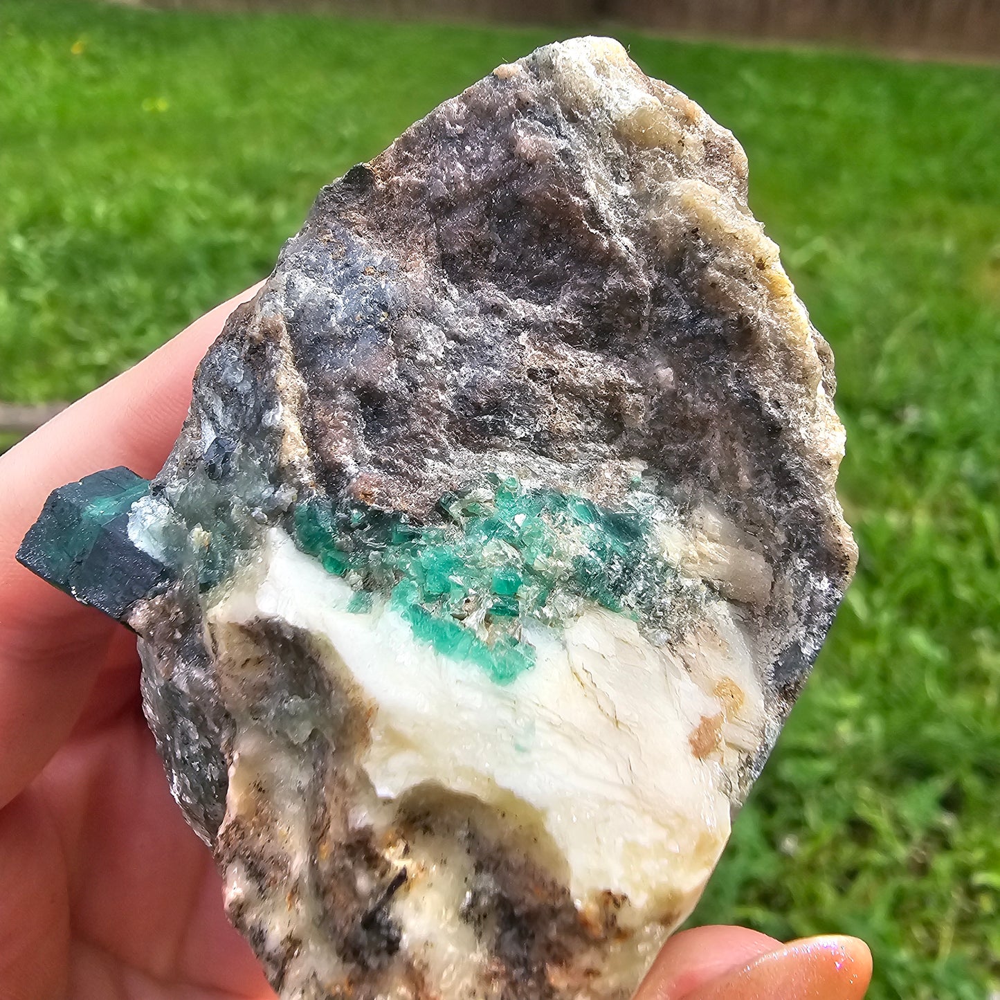 Raw Emerald (1cm) on matrix, Deep Green Emerald Beryl Crystal