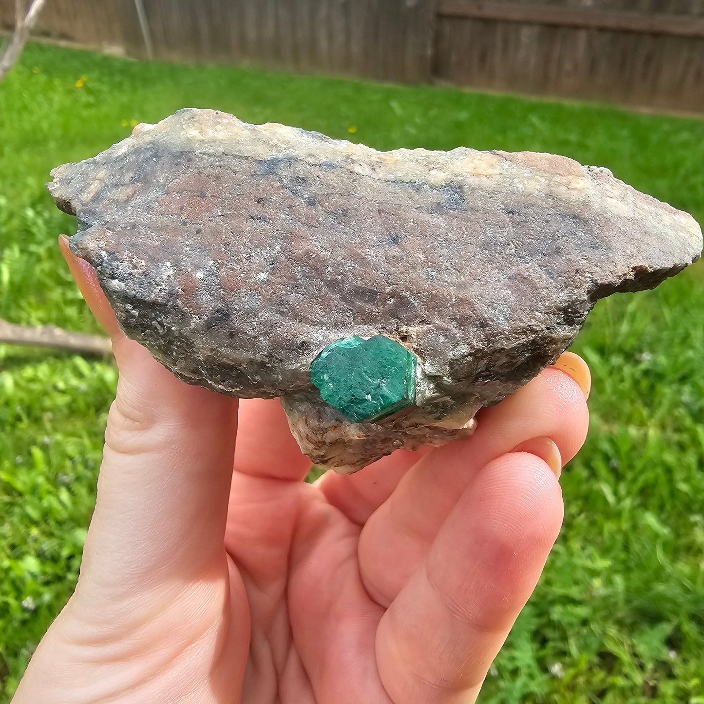 Raw Emerald (1cm) on matrix, Deep Green Emerald Beryl Crystal
