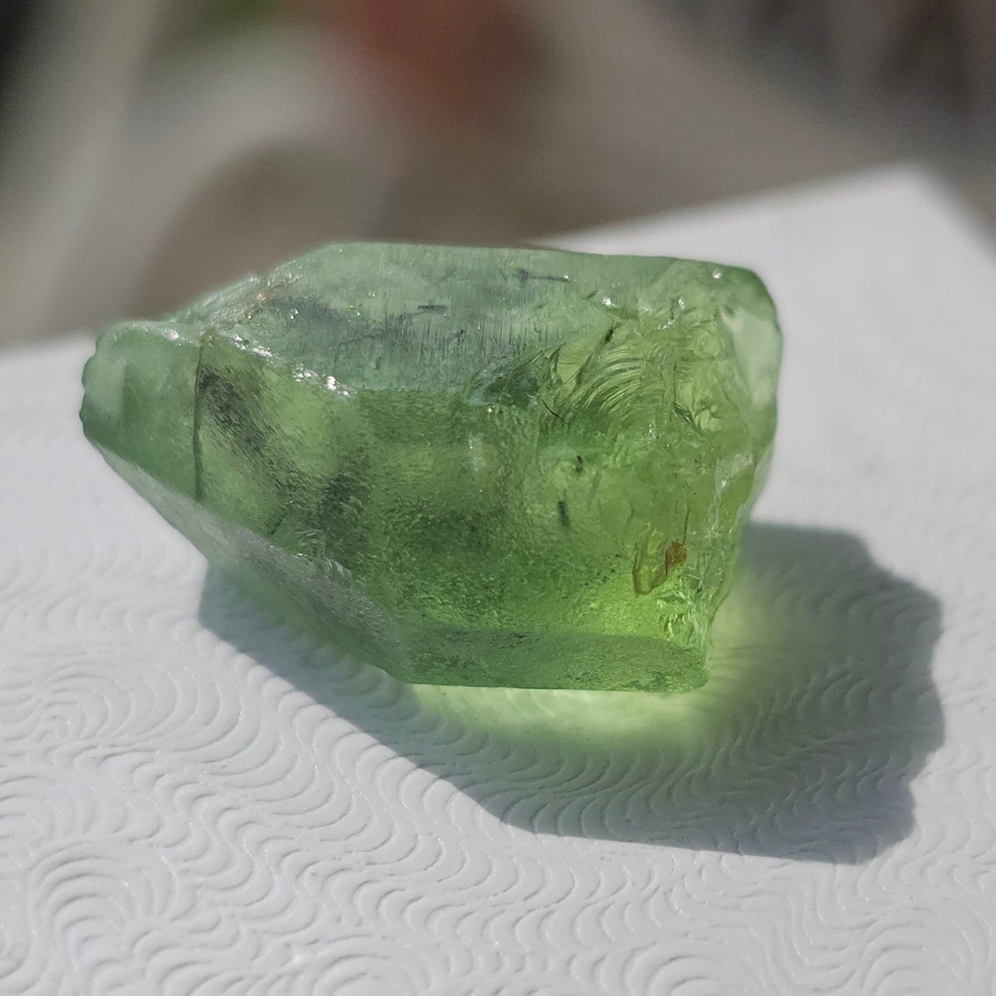 Gemmy Peridot Crystal, 6.1g, with Ludwigite Inclusions, High Grade, Raw Natural Gemstone, from Pakistan, August Birthstone, Earth Lover Gift
