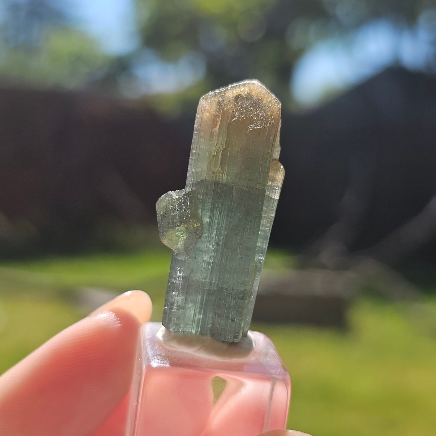 RESERVED for Jessy 9g Tourmaline Crystal from Brazil, Blue Indicolite with Yellow Cap, Terminated Rare Bicolor, Raw Elbaite Tourmaline