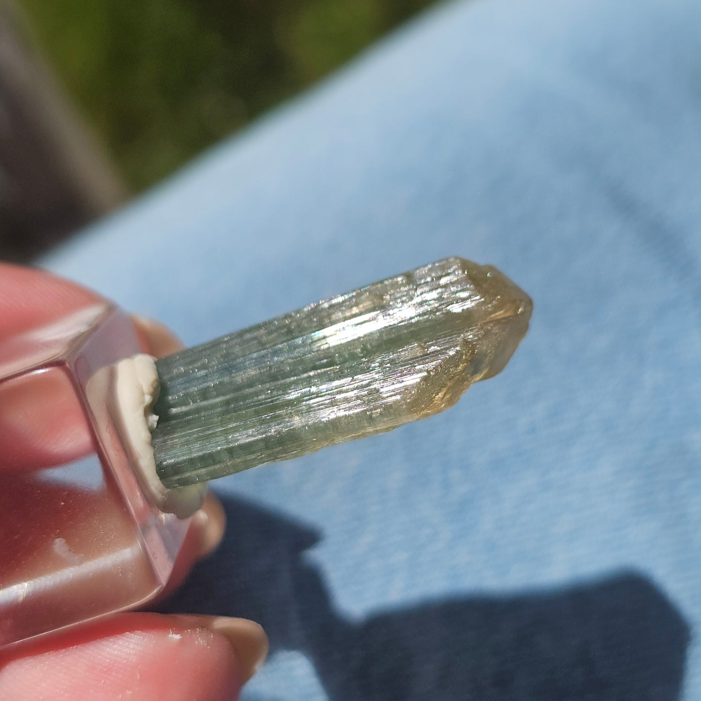 6.8g Tourmaline Crystal from Brazil, Blue Indicolite w Yellow Cap, Tabby Terminated Rare Bicolor, Raw Tabular Elbaite, Collector Gemstone