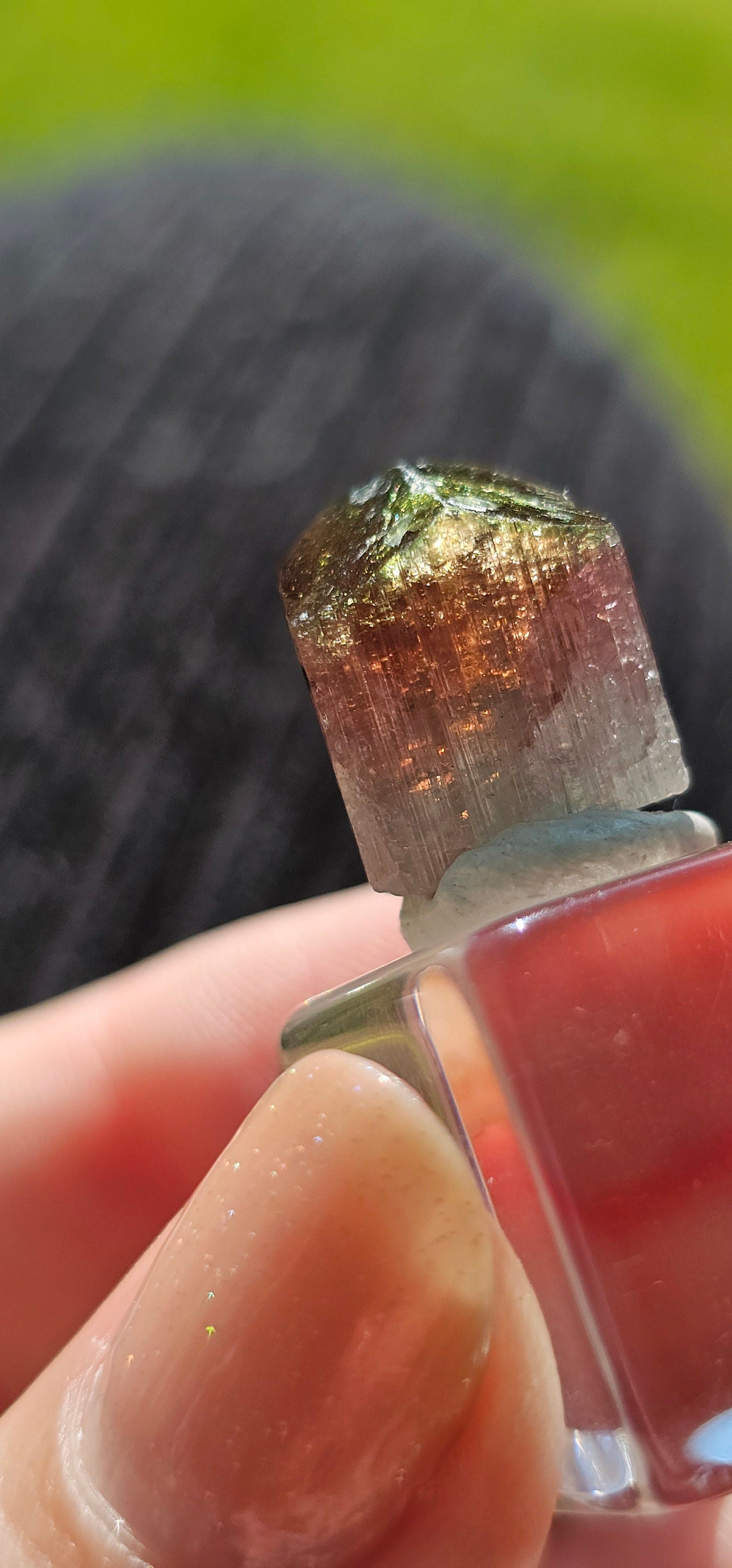 3.6g Tourmaline Crystal, Rough Raw Elbaite, Multicolored Blue, Red, Green, Lipstick tourmaline, Terminated Rare Collector Gemstone, Aricanga