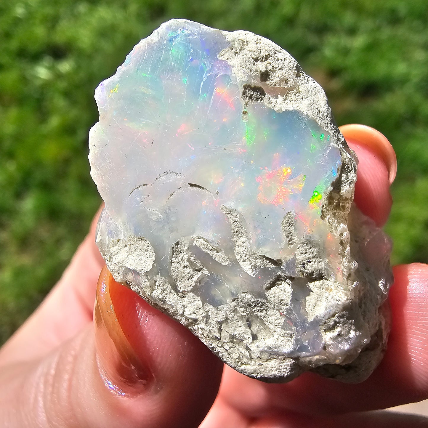 Large Raw Opal, 9.4g Rough Rare Mineral Specimen, Rainbow Flashy Gem, Multicolored, Welo Ethiopia, Newer find, Opal with Matrix, Collectable