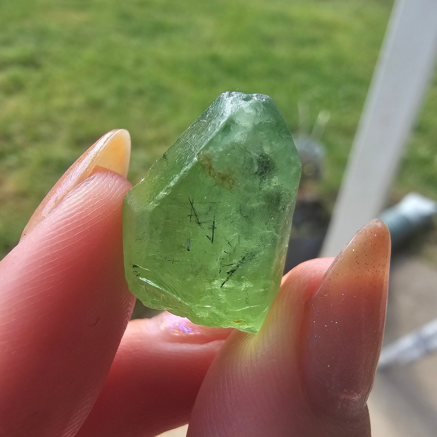 Gemmy Peridot Crystal, 6.1g, with Ludwigite Inclusions, High Grade, Raw Natural Gemstone, from Pakistan, August Birthstone, Earth Lover Gift