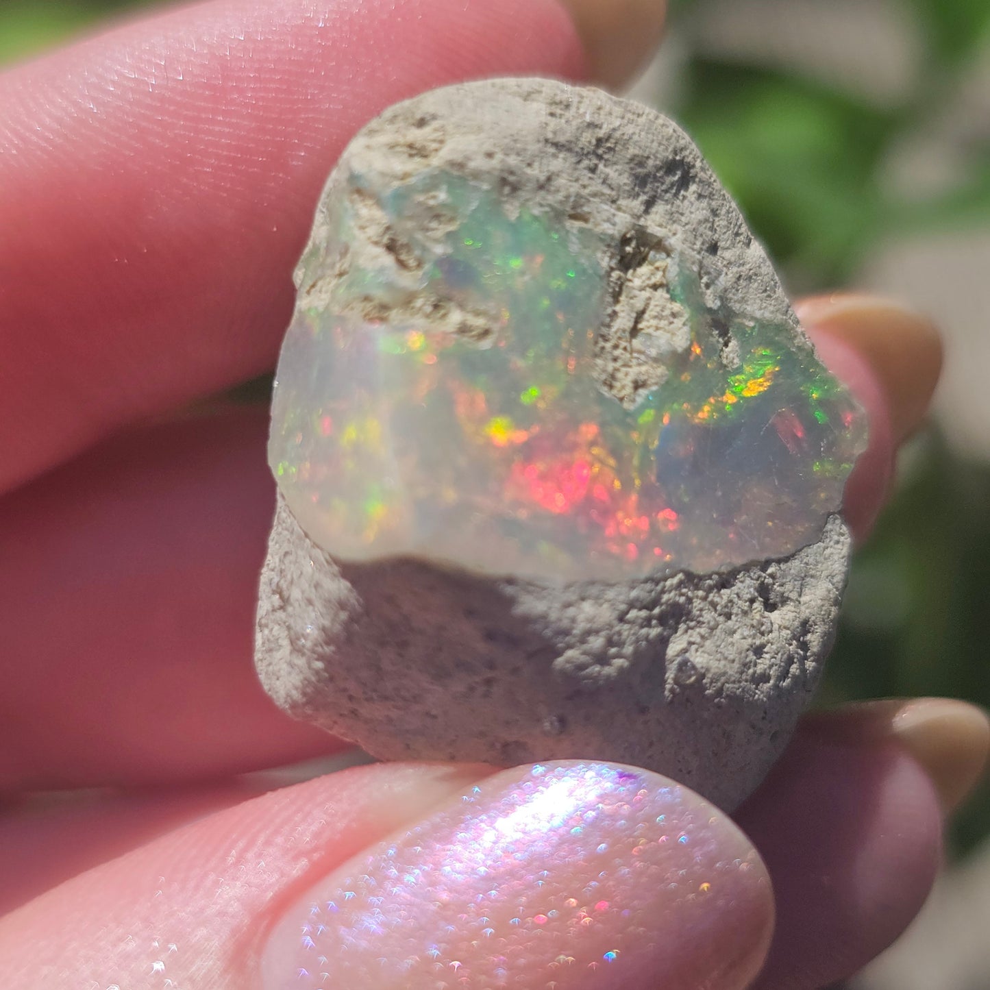 46ct Raw Opal, Rough Rare Rainbow Mineral Specimen, Rainbow Flashy Gem, Multicolored, Welo Ethiopia, Newer find, Opal w Matrix, Collectable