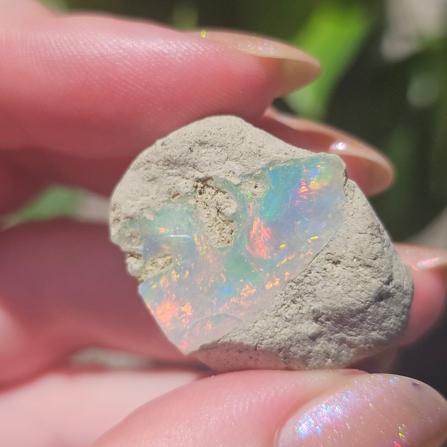 46ct Raw Opal, Rough Rare Rainbow Mineral Specimen, Rainbow Flashy Gem, Multicolored, Welo Ethiopia, Newer find, Opal w Matrix, Collectable