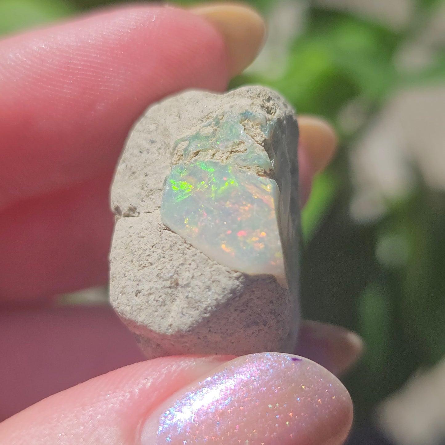 46ct Raw Opal, Rough Rare Rainbow Mineral Specimen, Rainbow Flashy Gem, Multicolored, Welo Ethiopia, Newer find, Opal w Matrix, Collectable