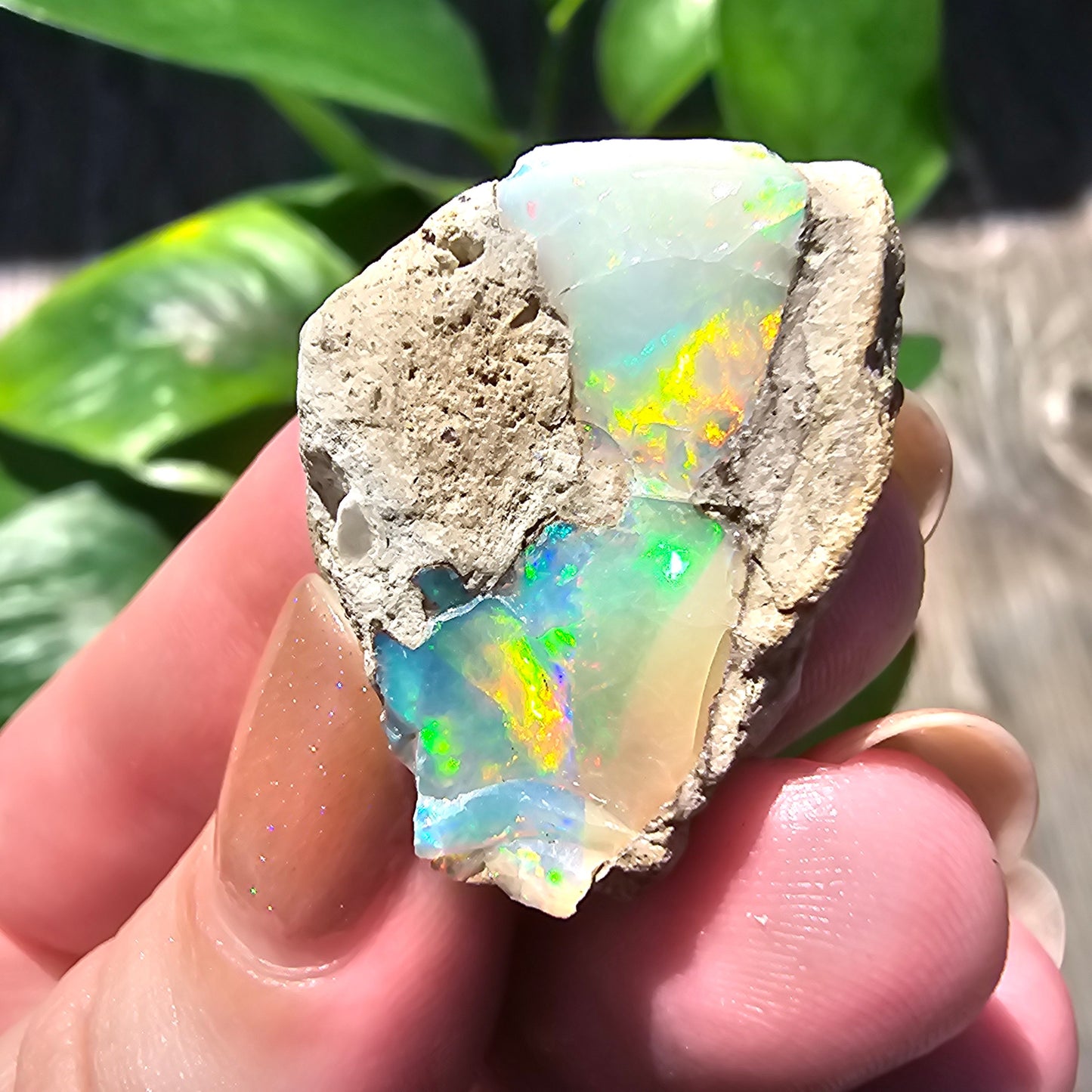 30ct Raw Opal, Rough Rare Rainbow Mineral Specimen, Rainbow Flashy Gem, Multicolored, Welo Ethiopia, Newer find, Opal w Matrix, Collectable