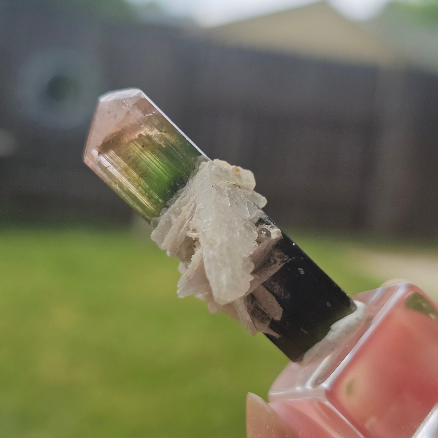 RESERVED for Bernhard Tourmaline Crystal, Stak Nala, Raw Elbaite, Double Terminated, with Matrix, Pink Green and Purple, Parti Colored