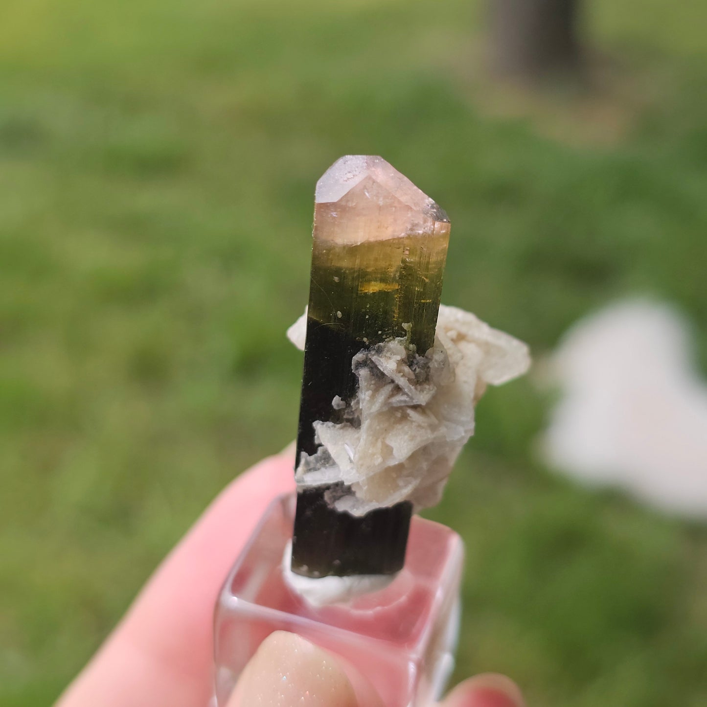 RESERVED for Bernhard Tourmaline Crystal, Stak Nala, Raw Elbaite, Double Terminated, with Matrix, Pink Green and Purple, Parti Colored