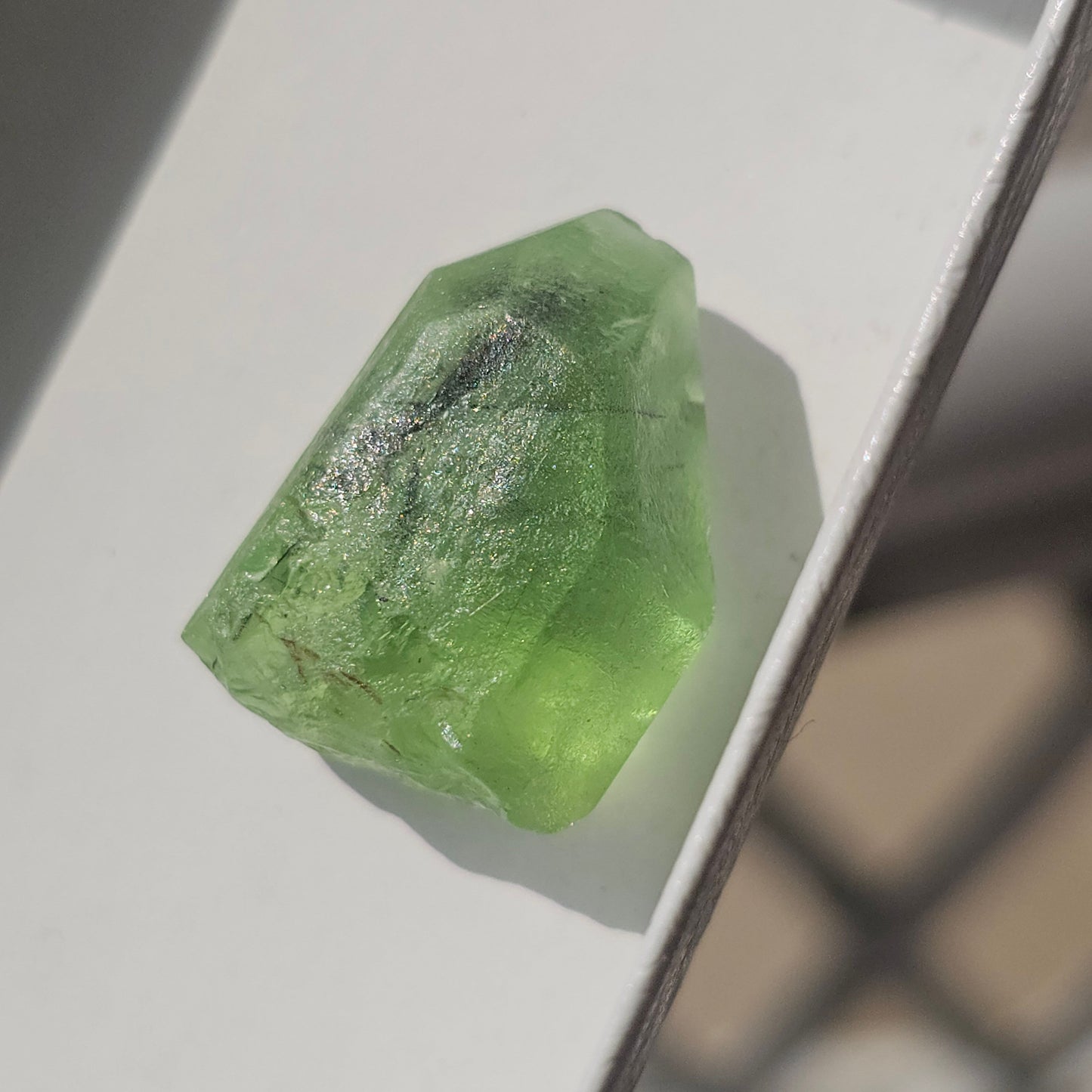 Gemmy Peridot Crystal, 6.1g, with Ludwigite Inclusions, High Grade, Raw Natural Gemstone, from Pakistan, August Birthstone, Earth Lover Gift