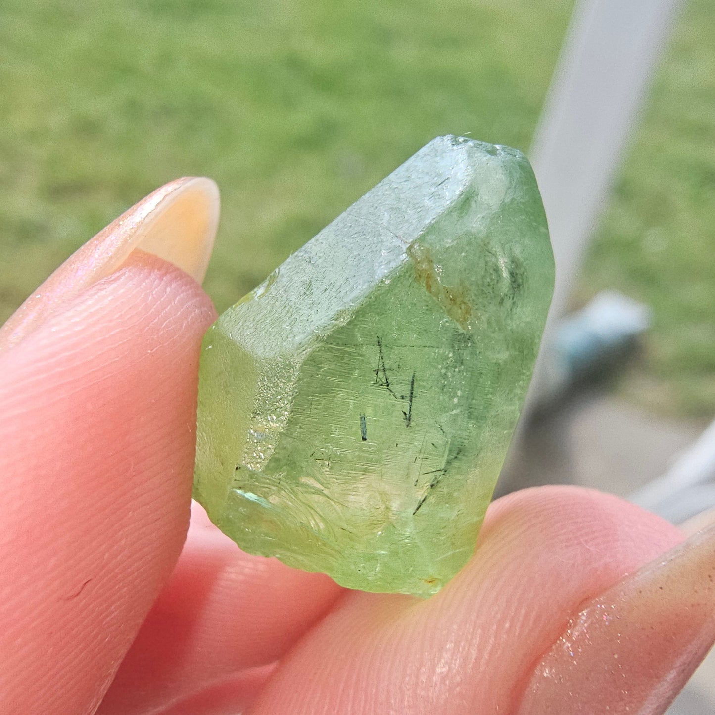 Gemmy Peridot Crystal, 6.1g, with Ludwigite Inclusions, High Grade, Raw Natural Gemstone, from Pakistan, August Birthstone, Earth Lover Gift