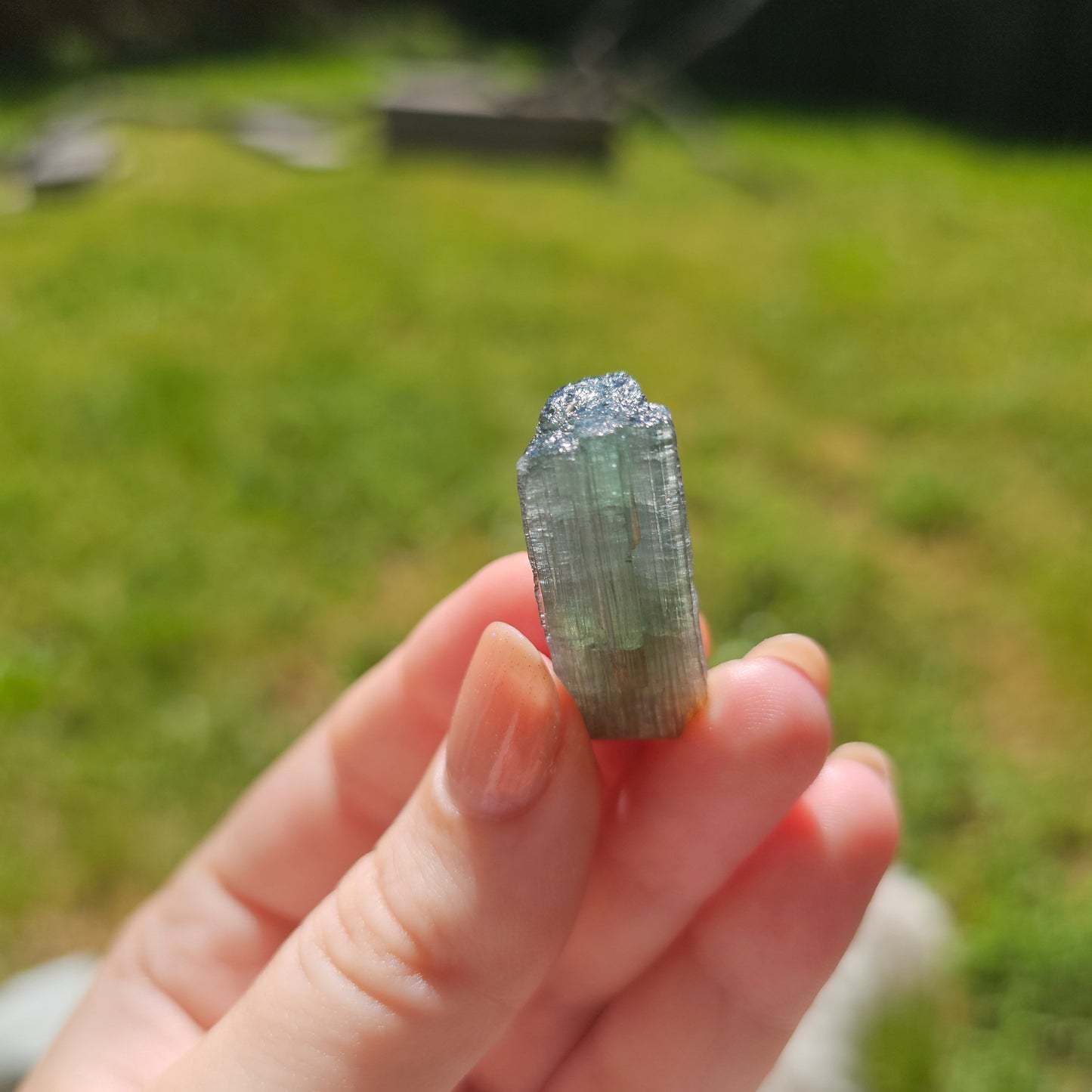 RESERVED for Jessy 9g Tourmaline Crystal from Brazil, Blue Indicolite with Yellow Cap, Terminated Rare Bicolor, Raw Elbaite Tourmaline