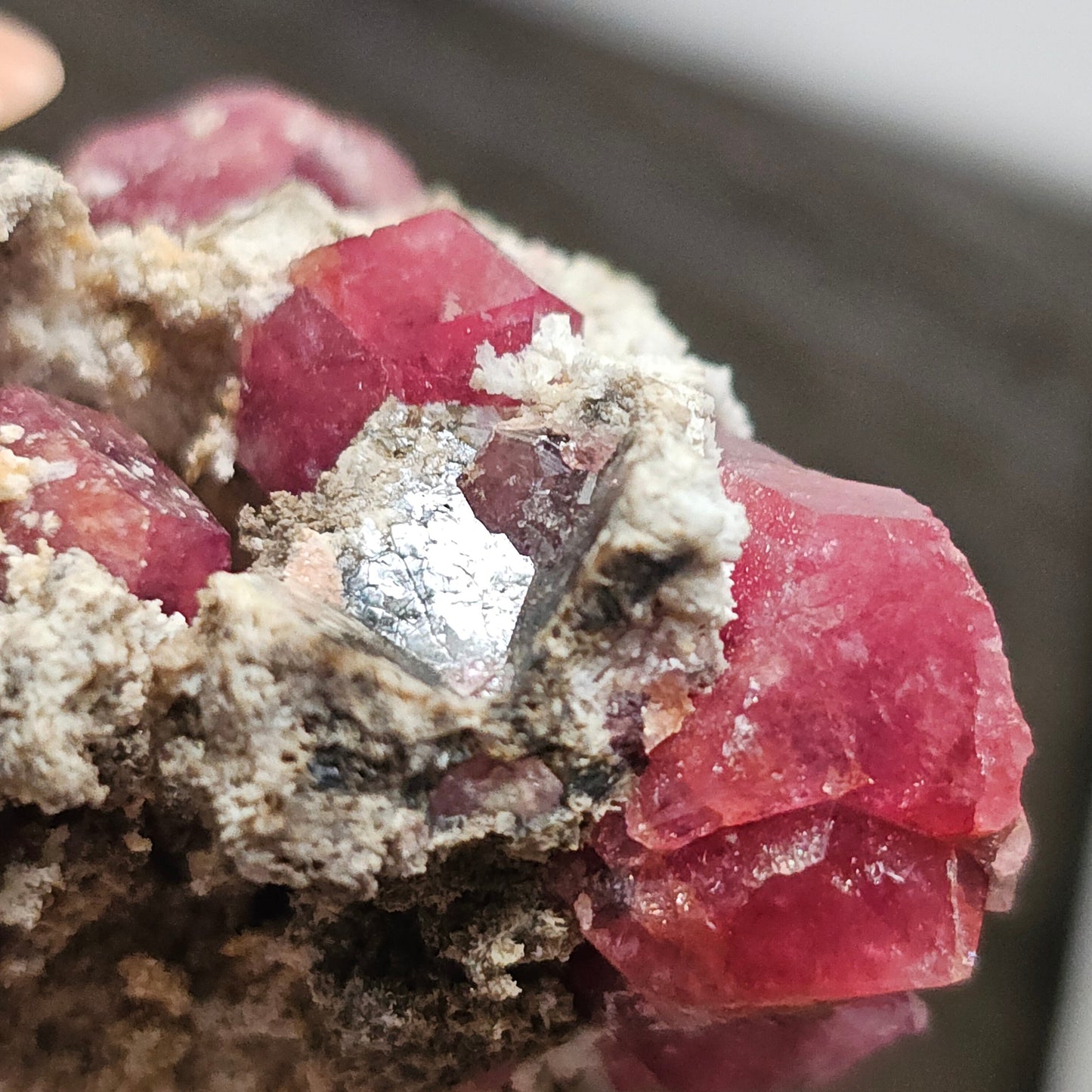 Raspberry Garnet on Matrix, Rare Raw Old Stock Mineral Specimen, Sierra de las Cruces Mexico, Local High End Rosalite, Deep Lustrous & Gemmy