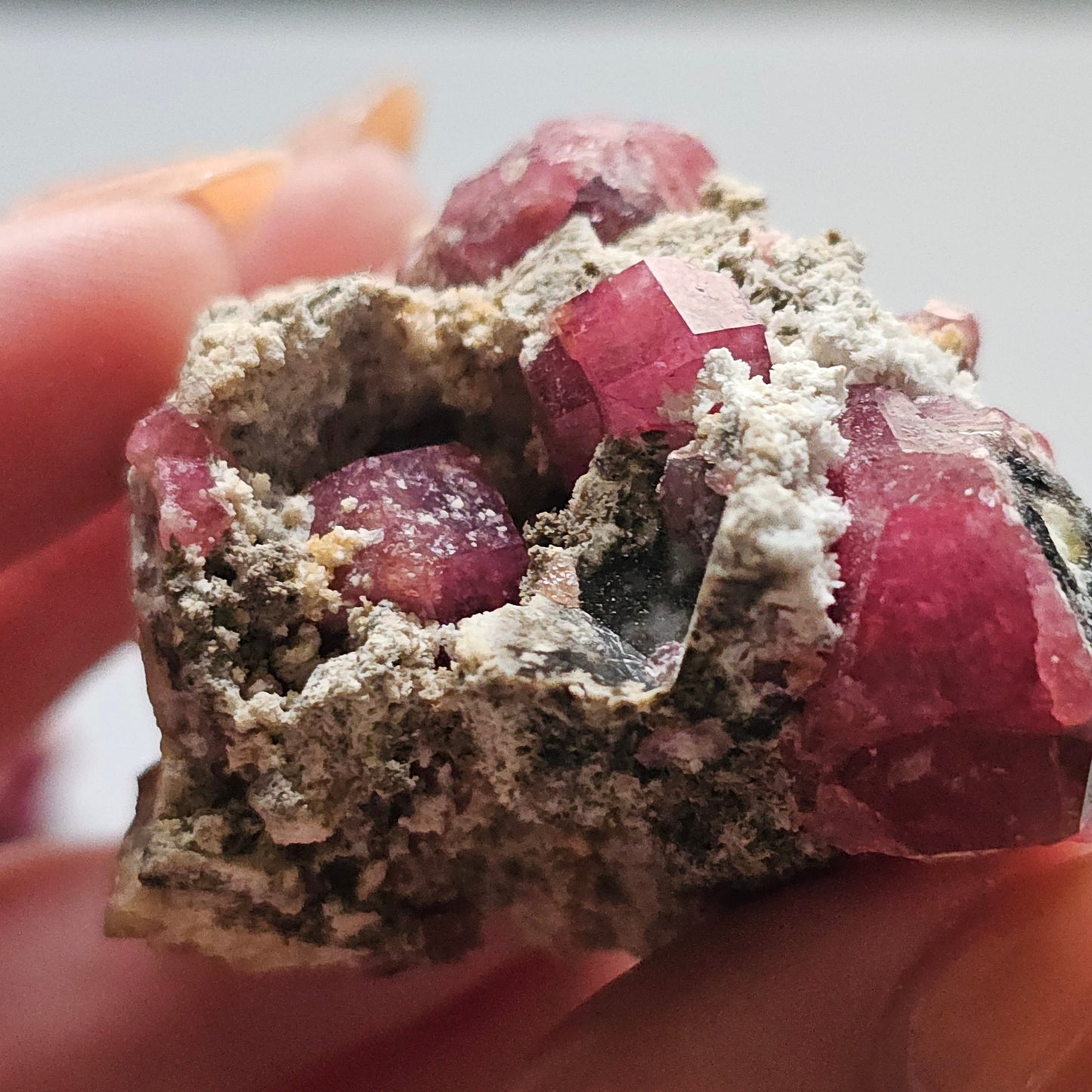 Raspberry Garnet on Matrix, Rare Raw Old Stock Mineral Specimen, Sierra de las Cruces Mexico, Local High End Rosalite, Deep Lustrous & Gemmy