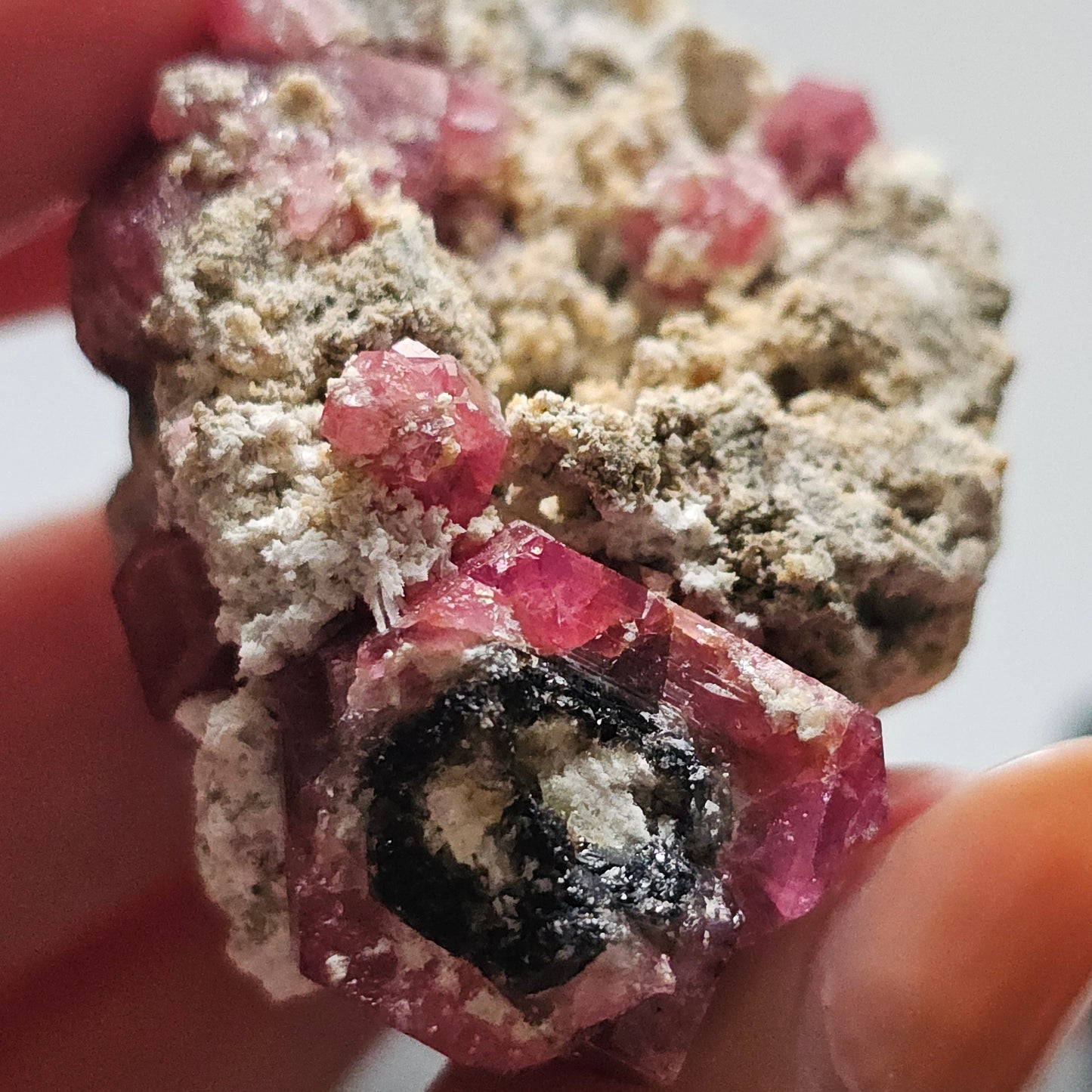 Raspberry Garnet on Matrix, Rare Raw Old Stock Mineral Specimen, Sierra de las Cruces Mexico, Local High End Rosalite, Deep Lustrous & Gemmy