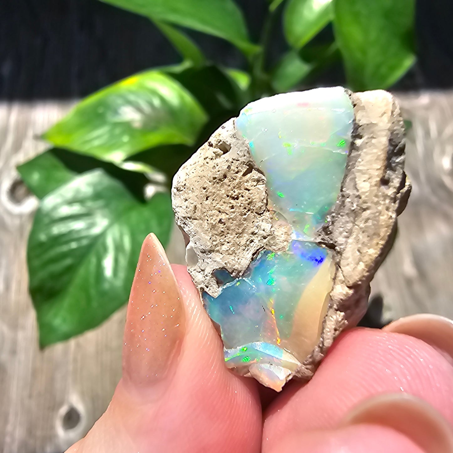 30ct Raw Opal, Rough Rare Rainbow Mineral Specimen, Rainbow Flashy Gem, Multicolored, Welo Ethiopia, Newer find, Opal w Matrix, Collectable
