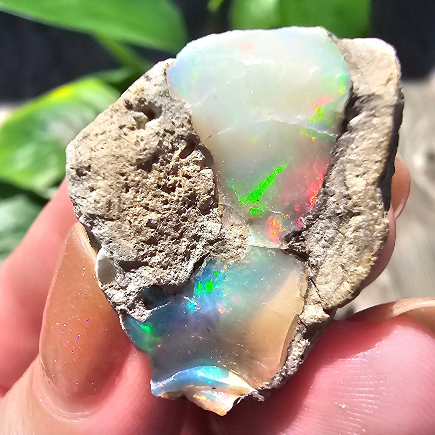 30ct Raw Opal, Rough Rare Rainbow Mineral Specimen, Rainbow Flashy Gem, Multicolored, Welo Ethiopia, Newer find, Opal w Matrix, Collectable
