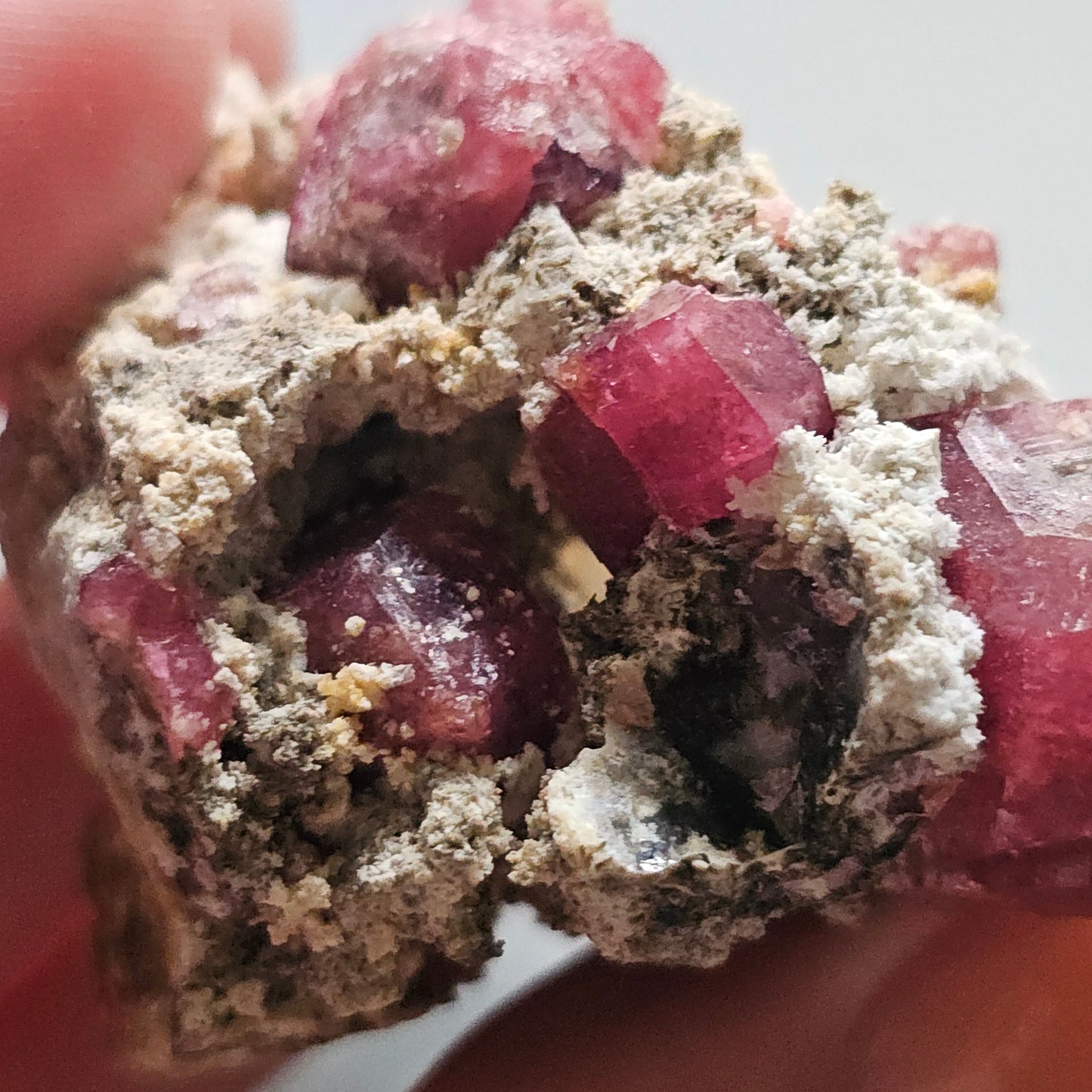 Raspberry Garnet on Matrix, Rare Raw Old Stock Mineral Specimen, Sierra de las Cruces Mexico, Local High End Rosalite, Deep Lustrous & Gemmy