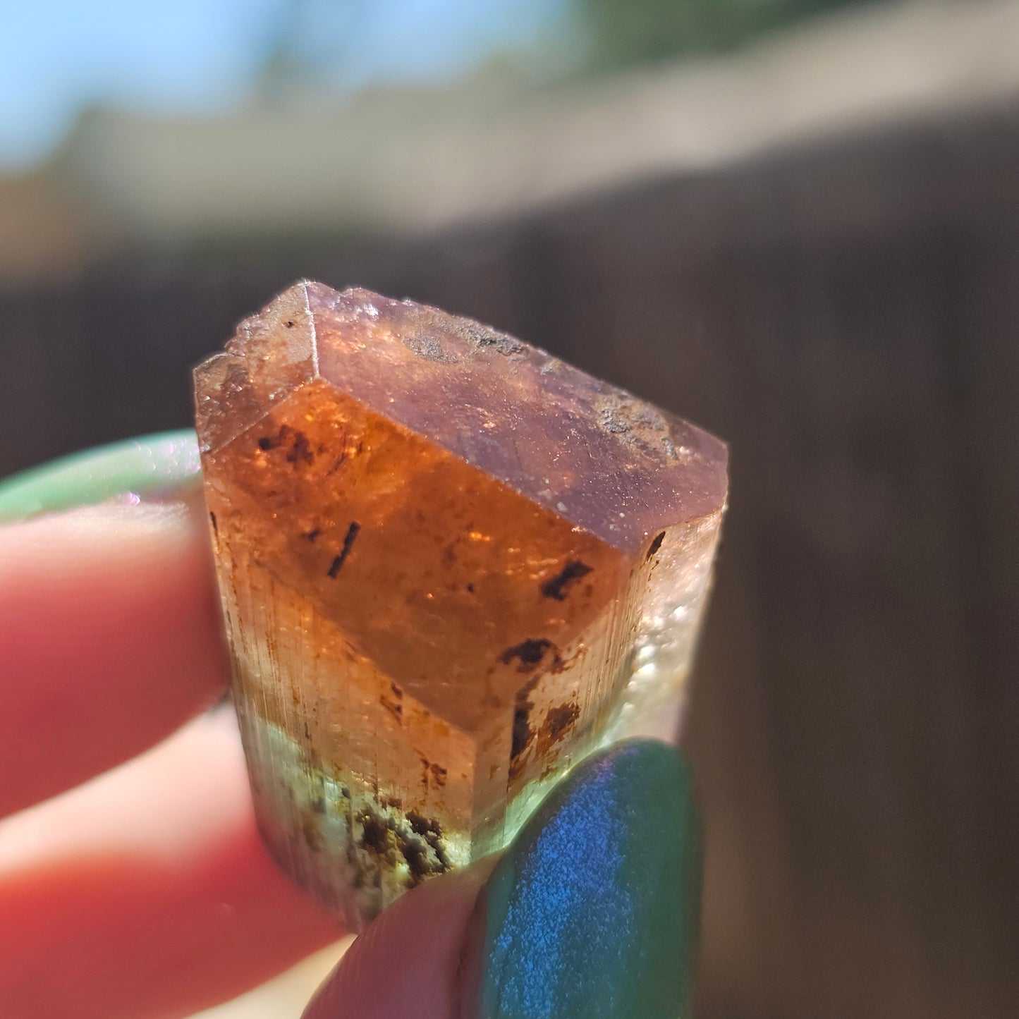 RESERVED Tourmaline Crystal, Double Terminated, 18.2g, Tricolor Gemstone, Uncleaned, Blue Purple and Orange Pink, Rare Colors, High End