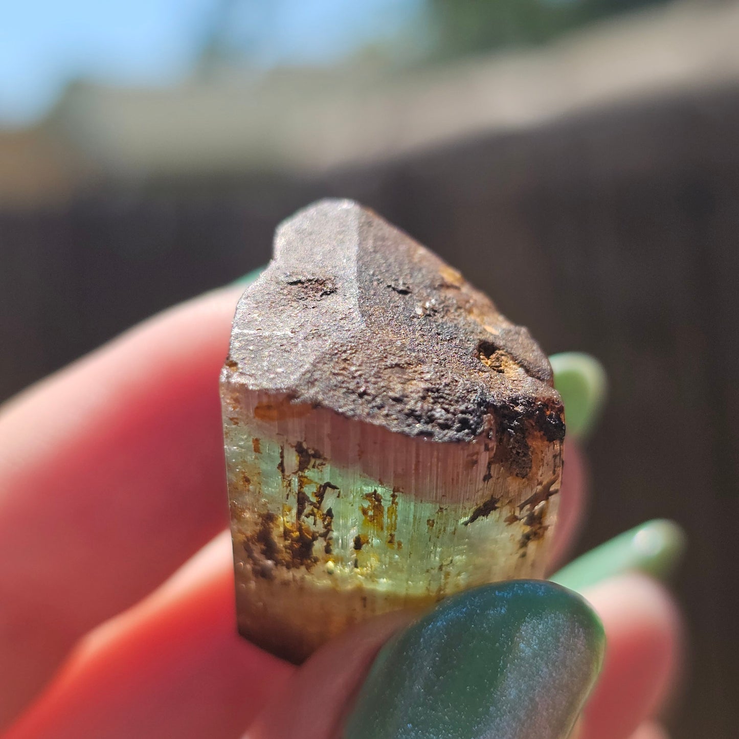 RESERVED Tourmaline Crystal, Double Terminated, 18.2g, Tricolor Gemstone, Uncleaned, Blue Purple and Orange Pink, Rare Colors, High End