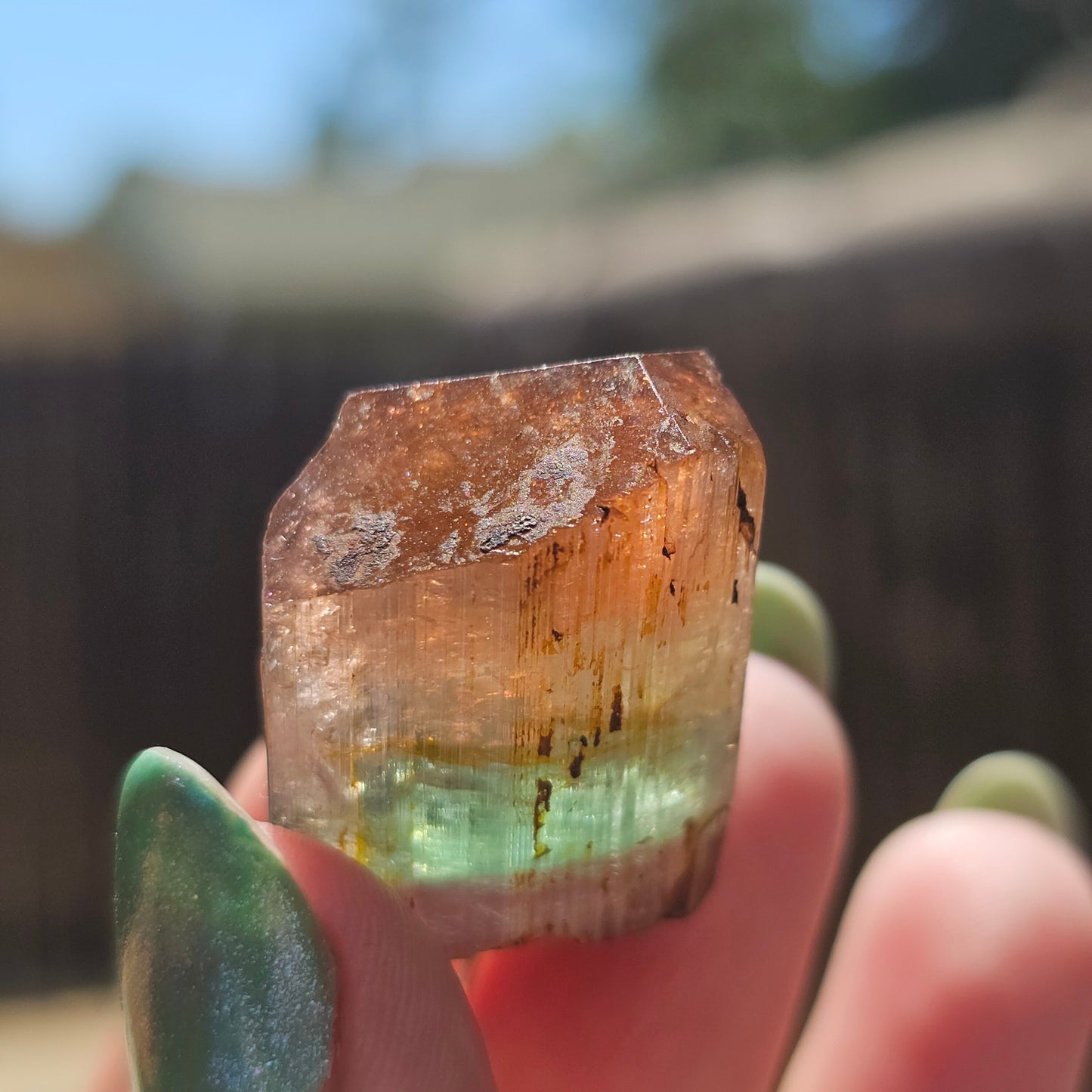 RESERVED Tourmaline Crystal, Double Terminated, 18.2g, Tricolor Gemstone, Uncleaned, Blue Purple and Orange Pink, Rare Colors, High End