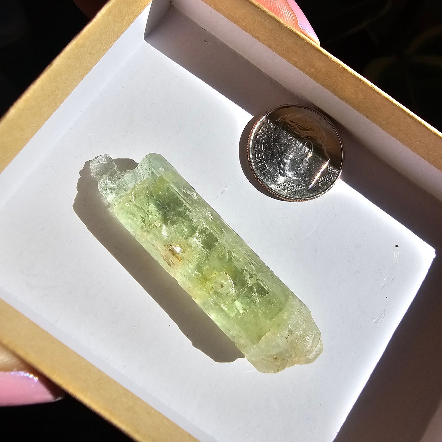 Heliodor Beryl, Etched Rare Raw Crystal Specimen, 8.6g Old Stock Padre Paraiso Material, Collector Mineral Gemstone, Bright Vibrant Stone