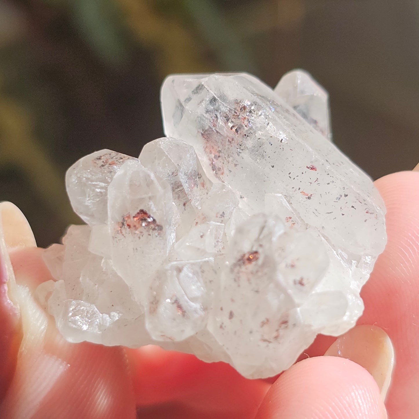 Harlequin Quartz, 16g Hematite Phantom Quartz, 'Discover Fire' Crystal Cluster, Red Glitter Inclusions, Rare Small Find, Oyo State, Nigeria