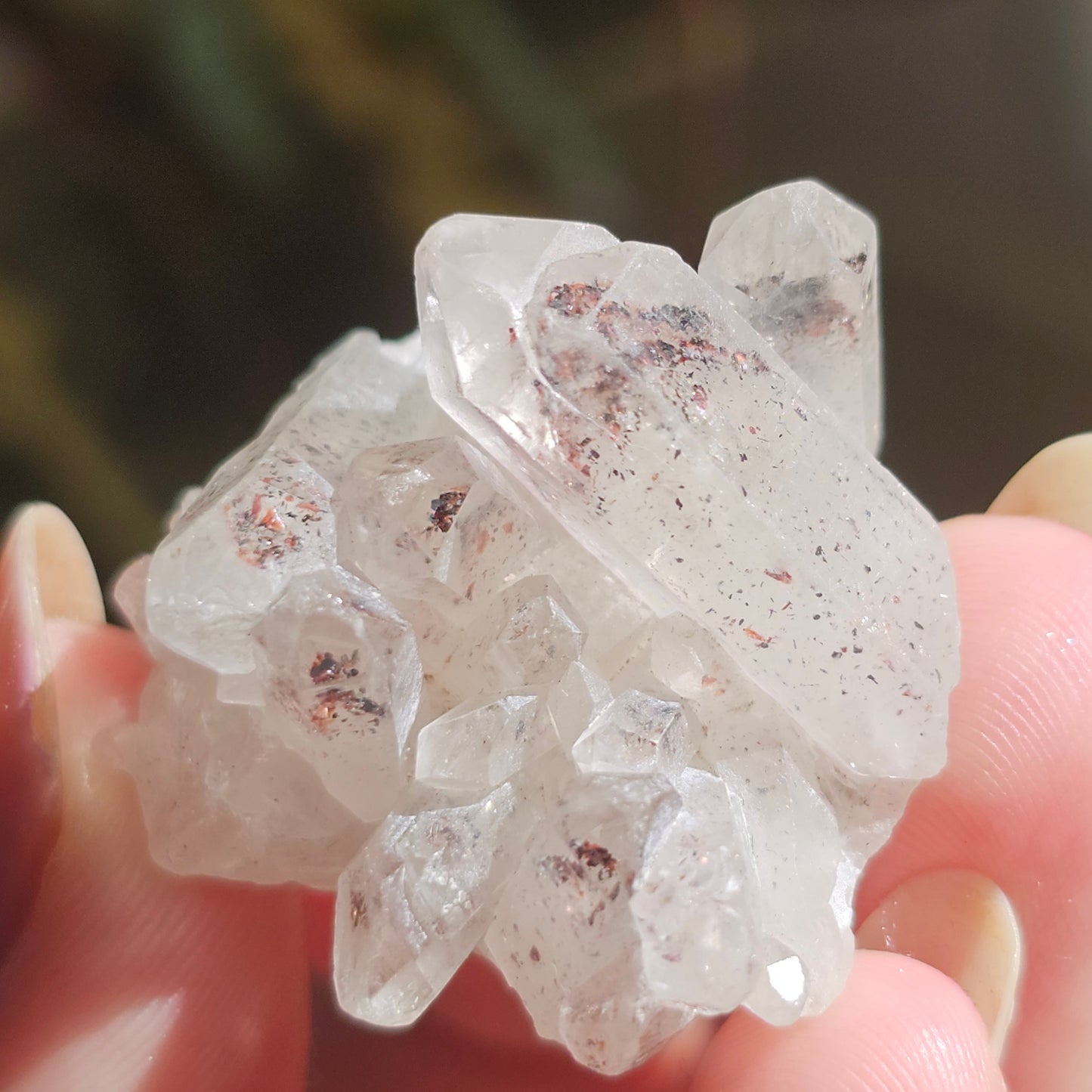 Harlequin Quartz, 16g Hematite Phantom Quartz, 'Discover Fire' Crystal Cluster, Red Glitter Inclusions, Rare Small Find, Oyo State, Nigeria