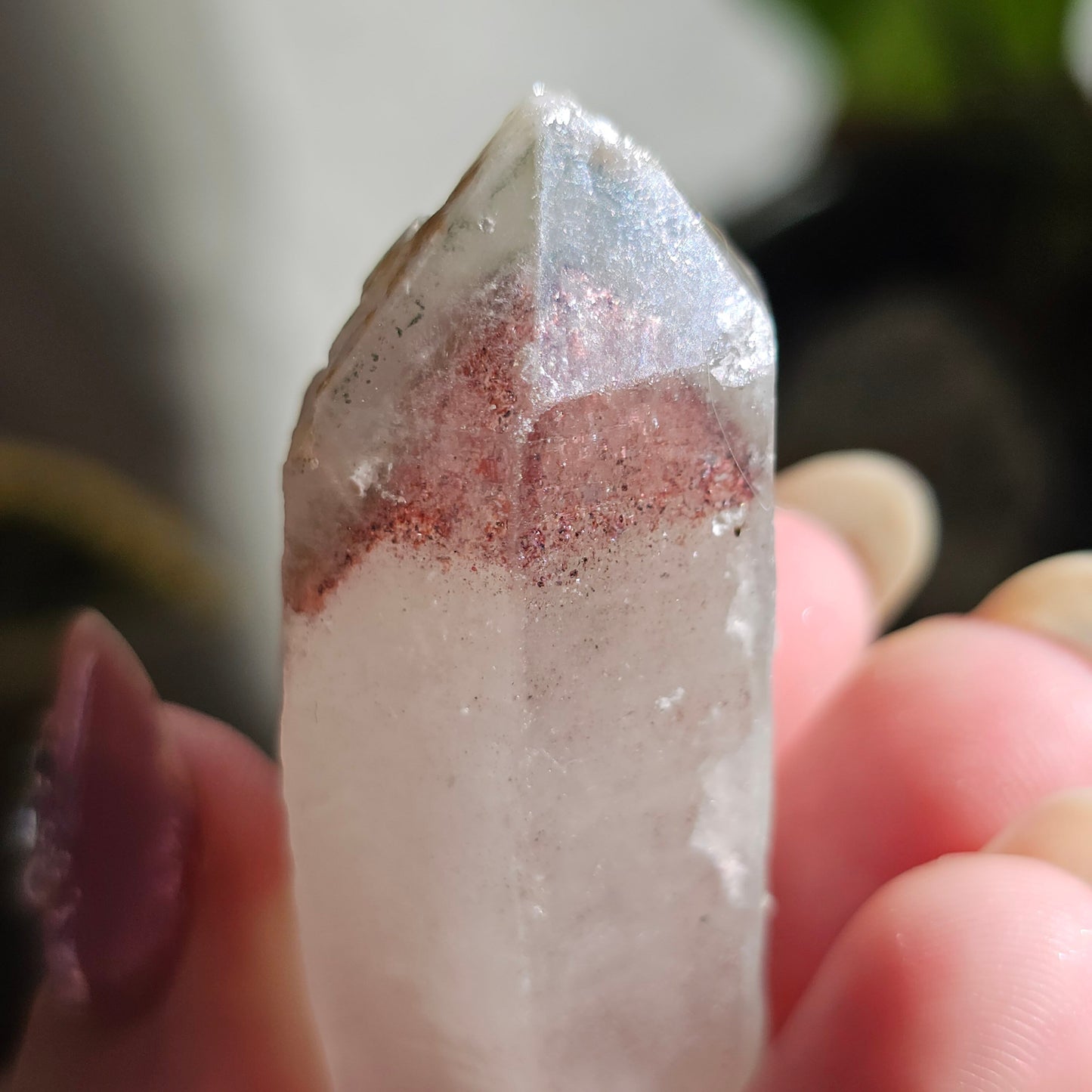 Harlequin Quartz, 33g, with Hematite Phantoms