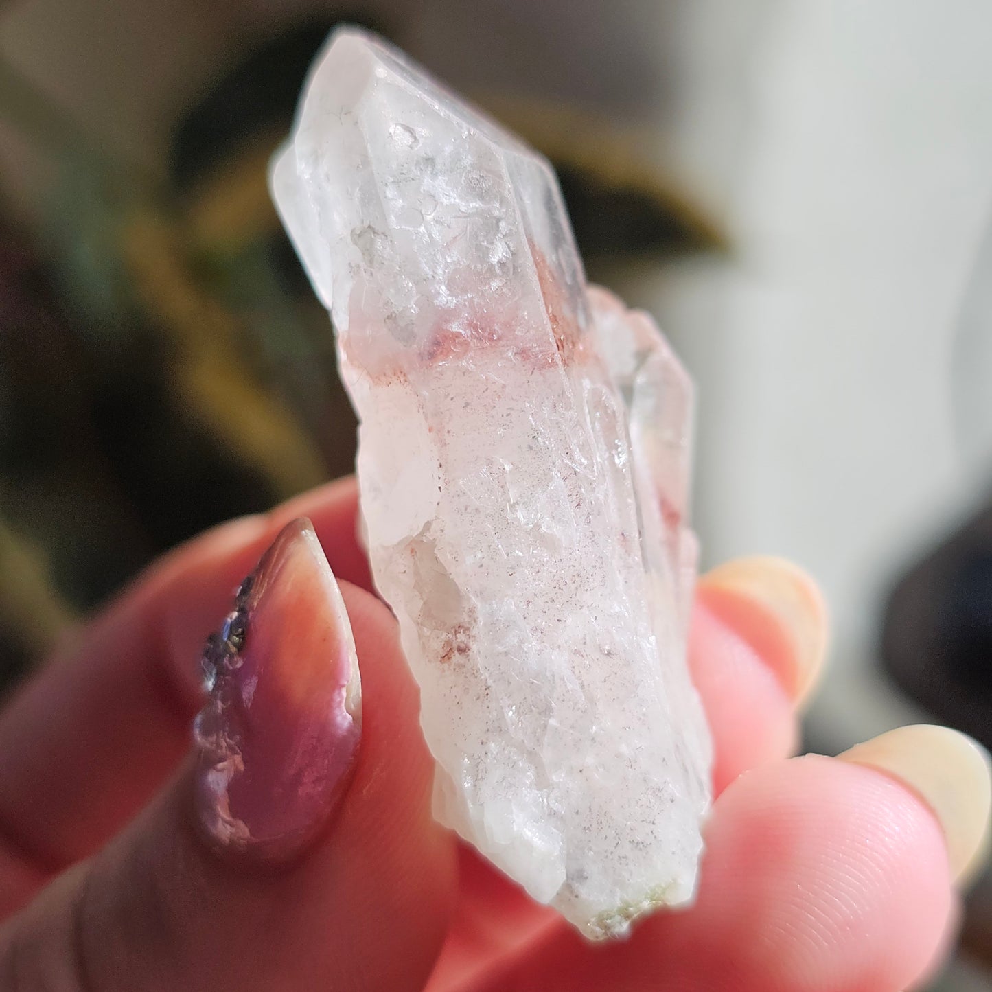 Harlequin Quartz Crystal, Orire, Natural Hematite Phantom Included, 23g 'Disco Fire Quartz', Oyo State Nigeria, Rare Glitter Red Inside